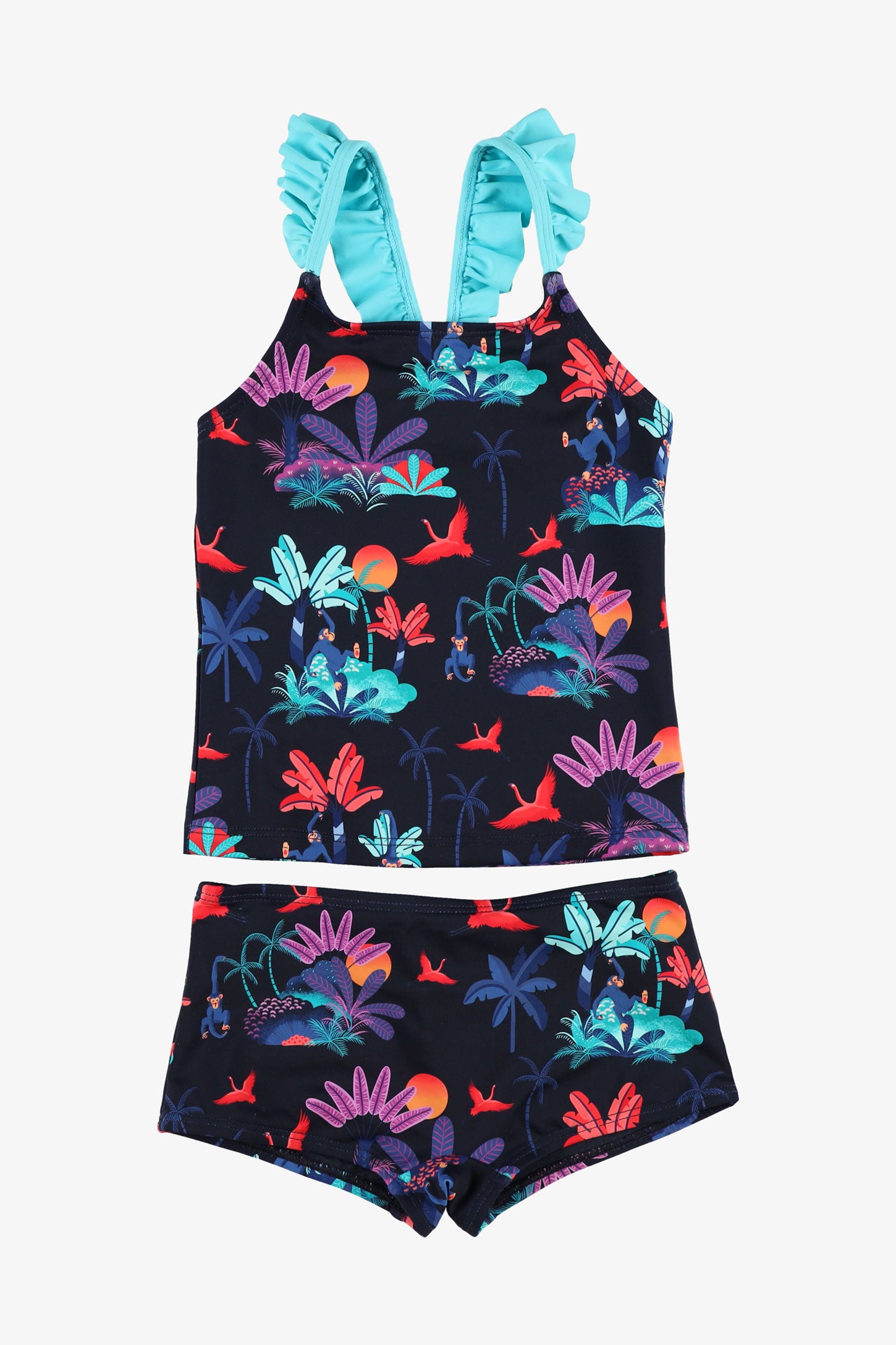 Ensemble maillot de bain 2 pièces tankini - Enfant fille && BLEU MARINE MUL