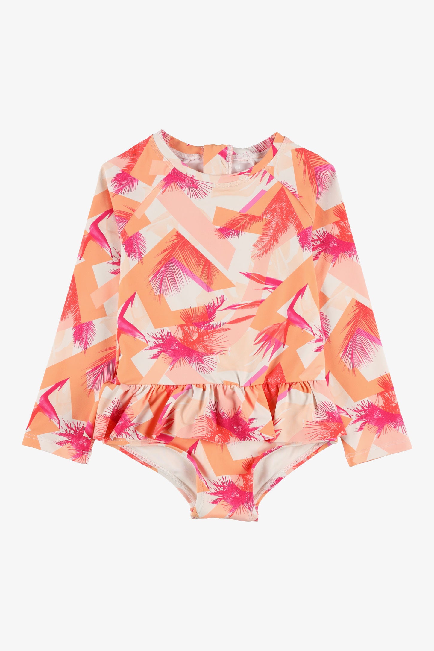 Maillot de bain 1-pièce ''rashguard'' - Bébé fille && ORANGE MULTI