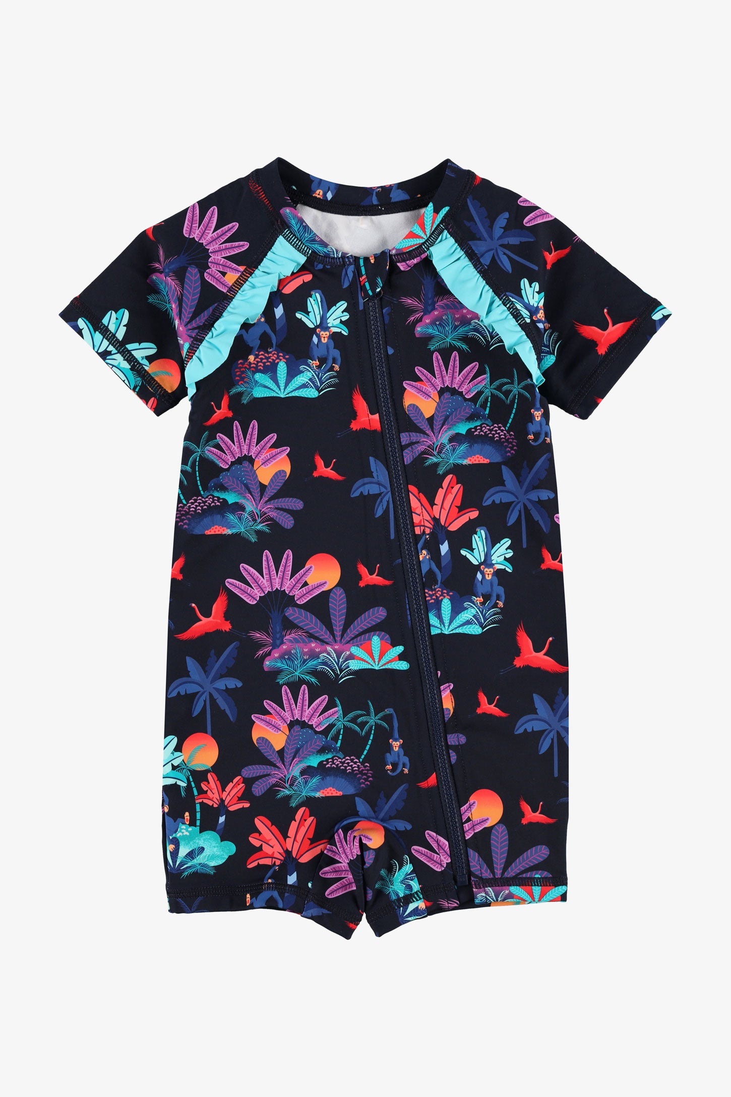 Maillot de bain 1-pièce ''rashguard'', 2T-3T - Bébé fille && BLEU MARINE MUL