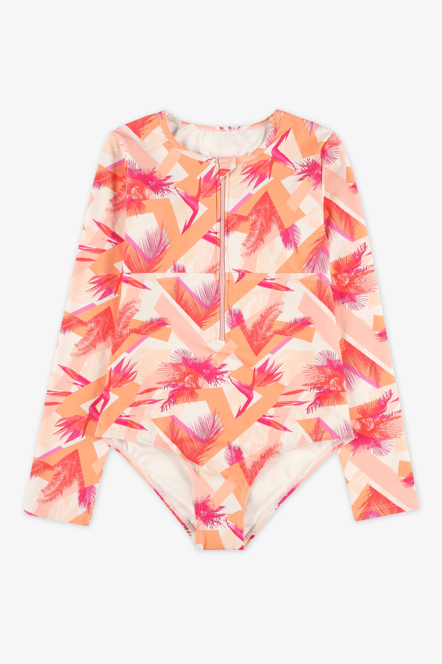 Maillot de bain ''Rashguard'' - Ado fille && ORANGE MULTI