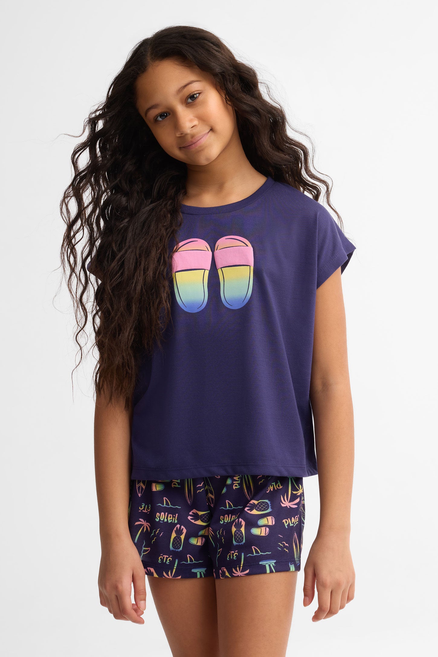 Pyjama 2-pièces imprimé, 2/40$ - Ado fille && BLEU MARINE