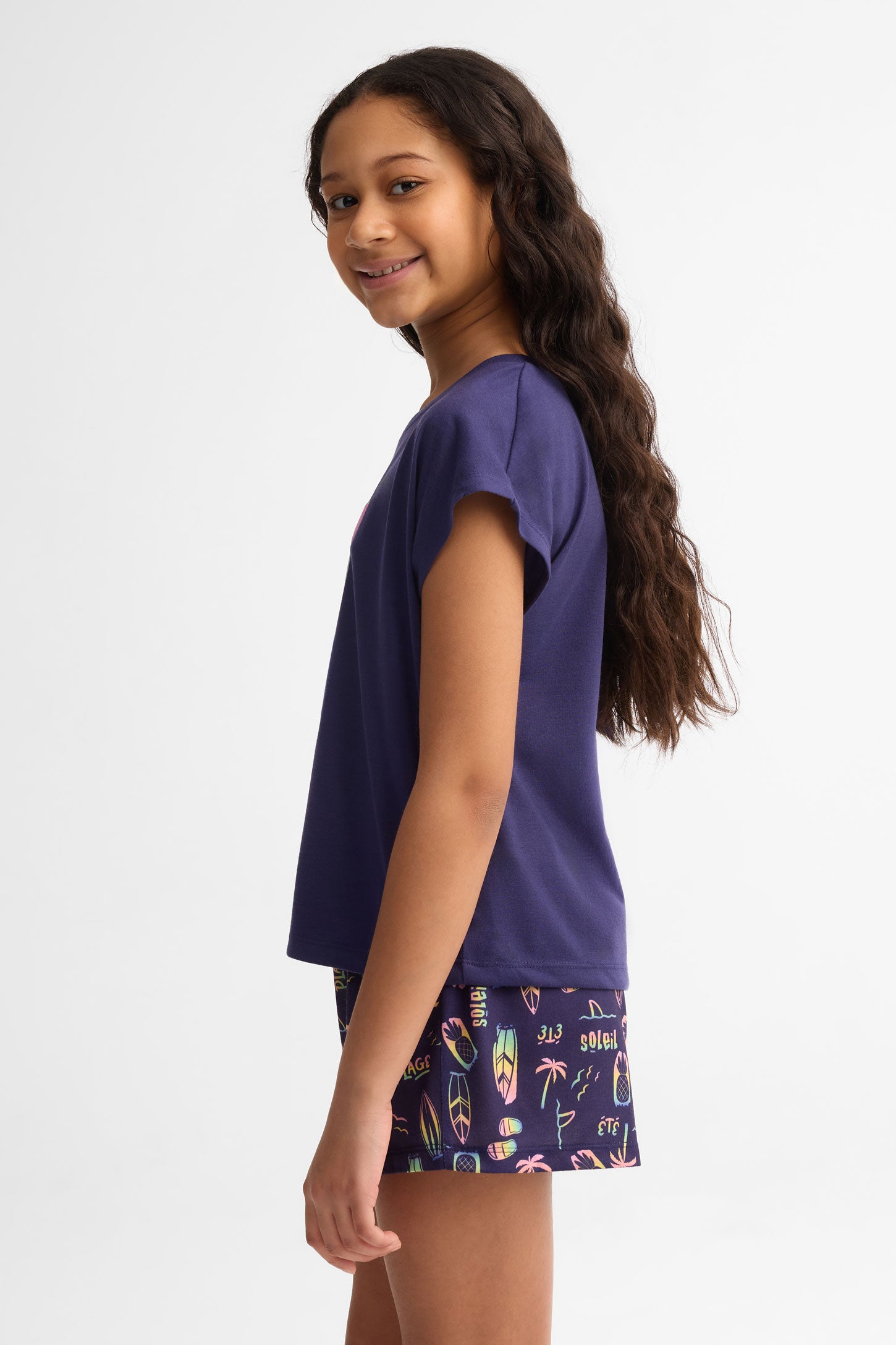 Pyjama 2-pièces imprimé, 2/40$ - Ado fille && BLEU MARINE