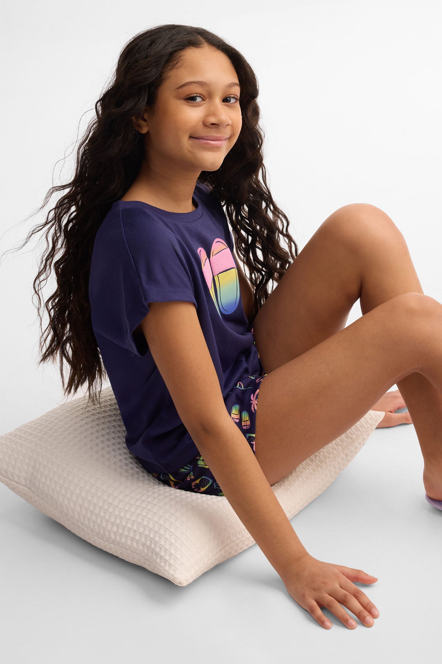 Pyjama 2-pièces imprimé, 2/40$ - Ado fille && BLEU MARINE