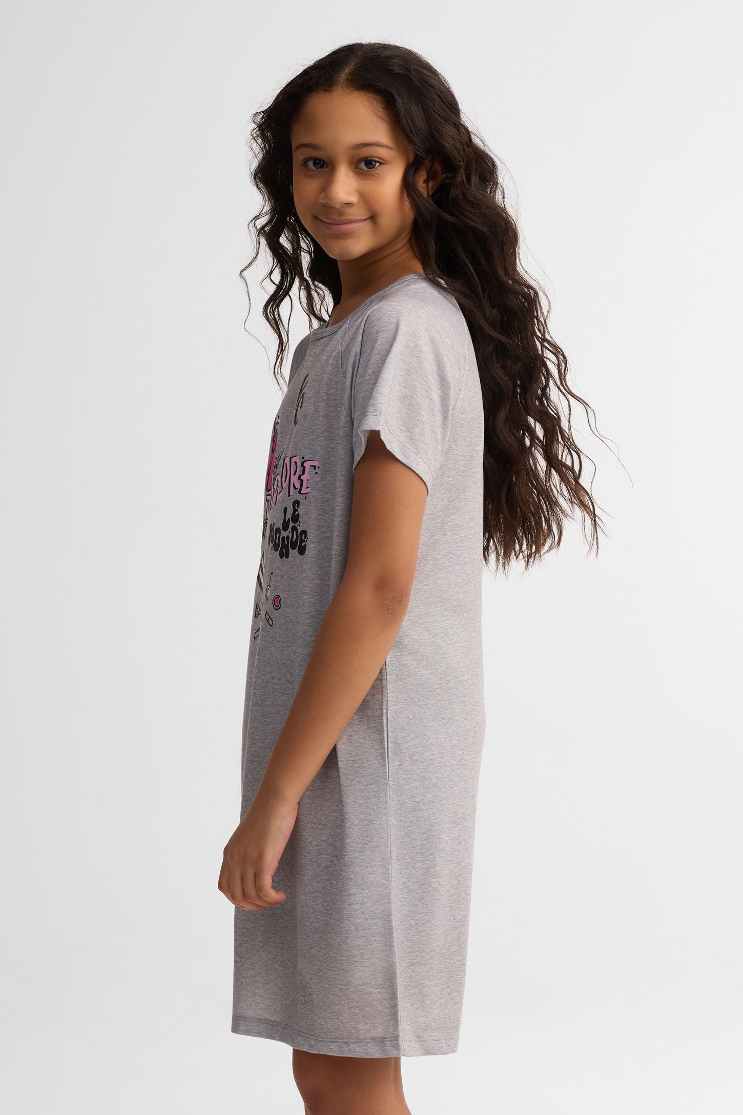 Robe de nuit imprimée - Ado fille && GRIS MIXTE