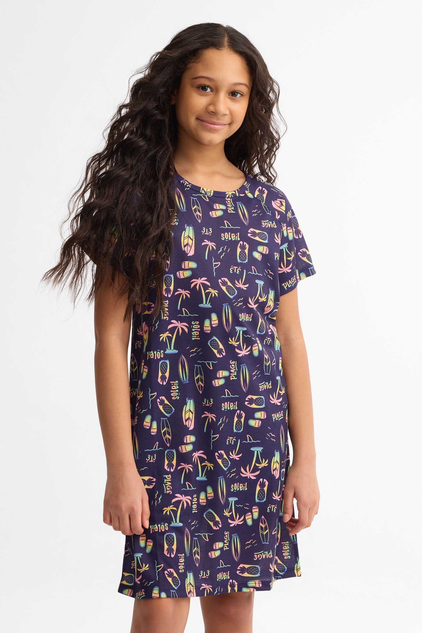 Robe de nuit imprimée - Ado fille && BLEU MARINE MUL