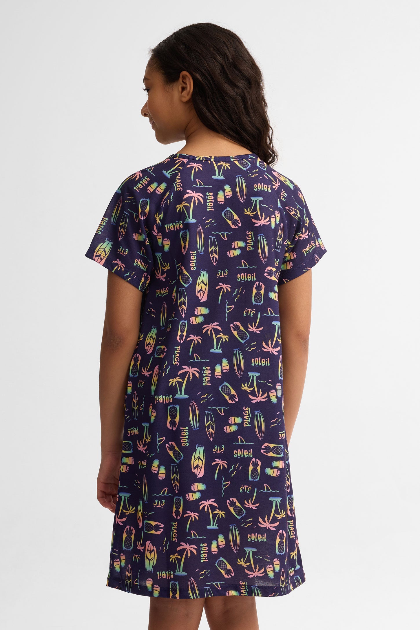 Robe de nuit imprimée - Ado fille && BLEU MARINE MUL