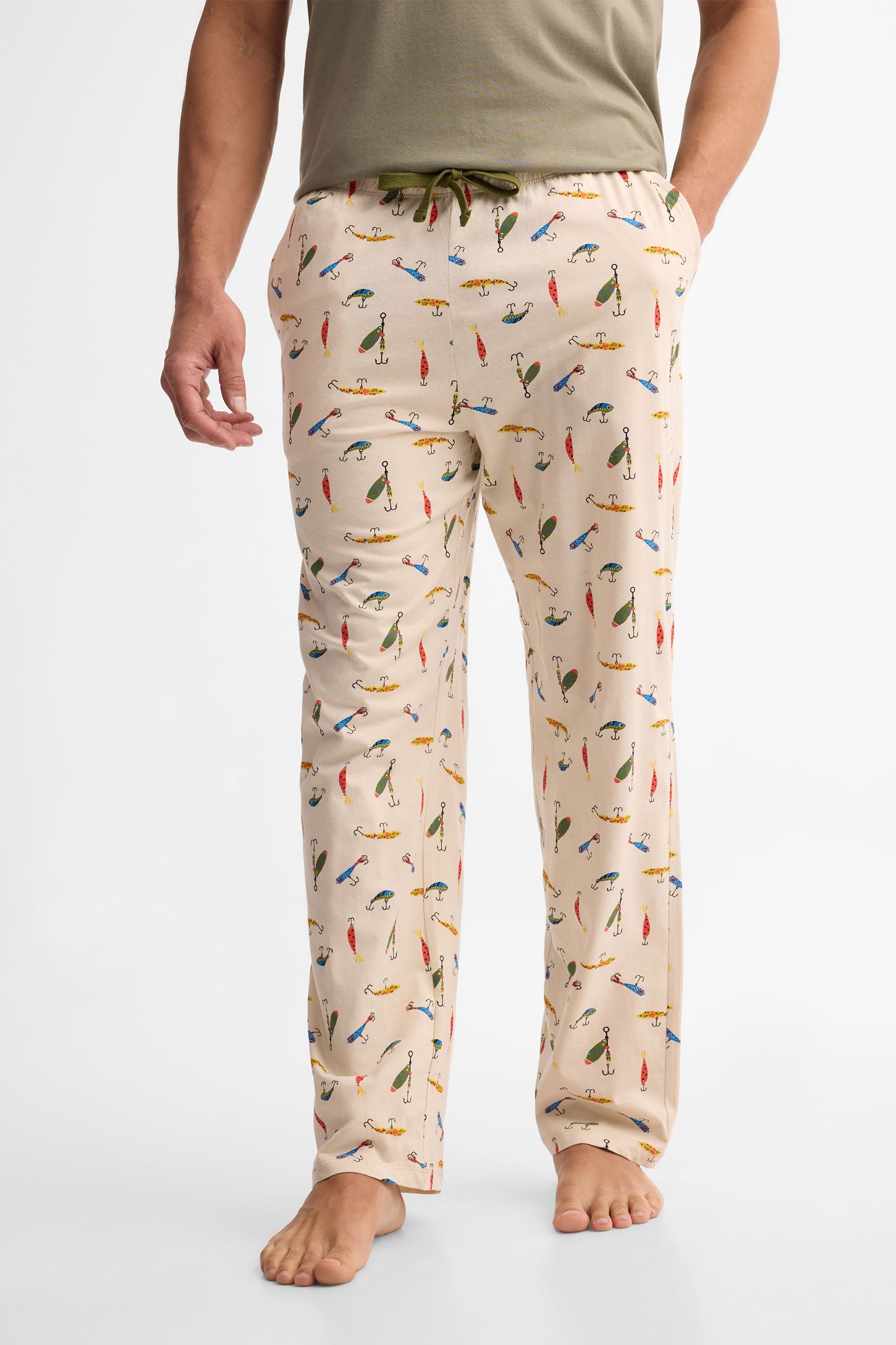 Pantalon pyjama coton, 2/40$ - Homme && BEIGE/MULTI