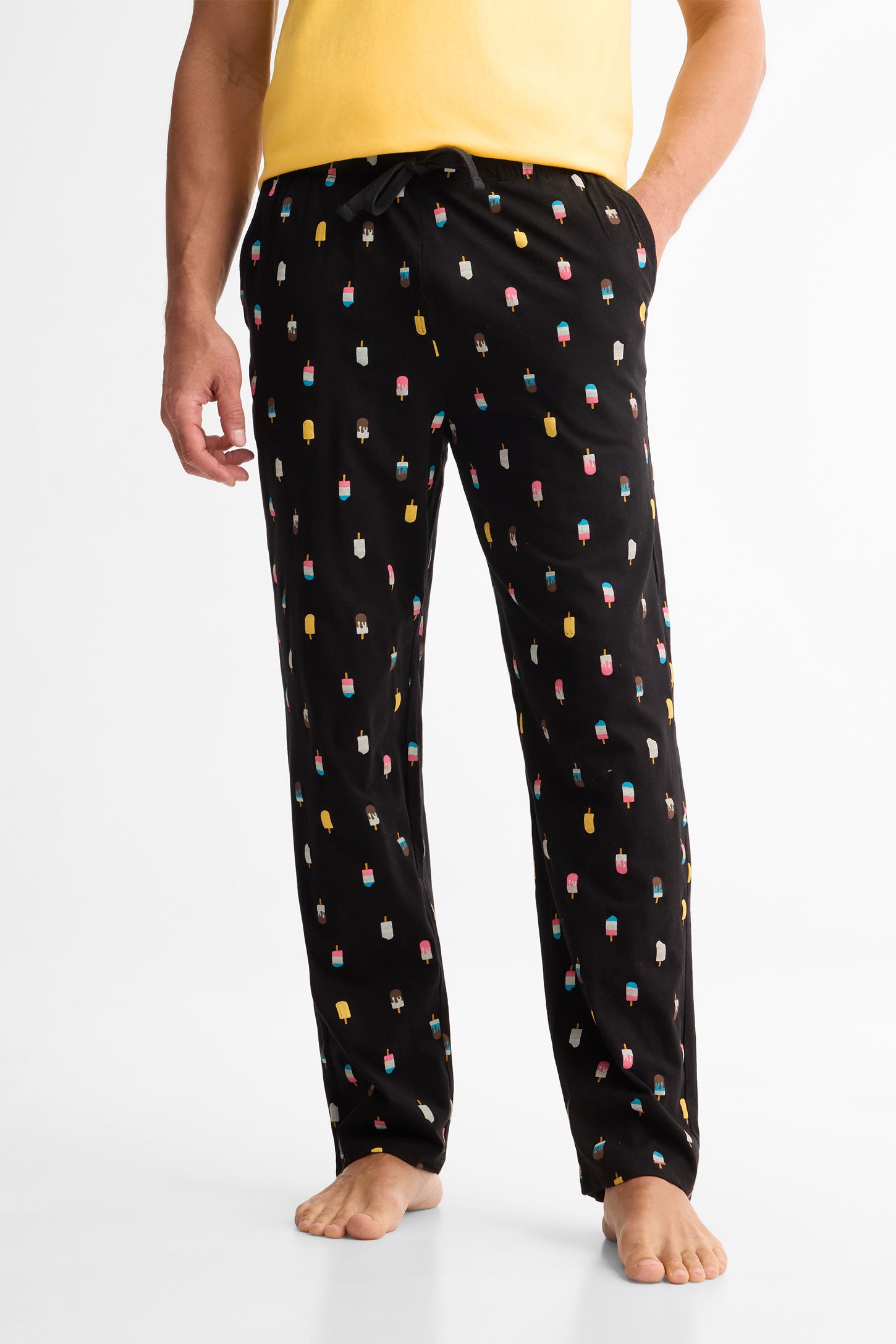Pantalon pyjama coton, 2/40$ - Homme && NOIR/MULTI