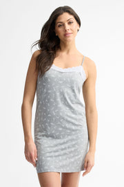 Nuisette pyjama col V dentelle imprimé - Femme && GRIS MIXTE
