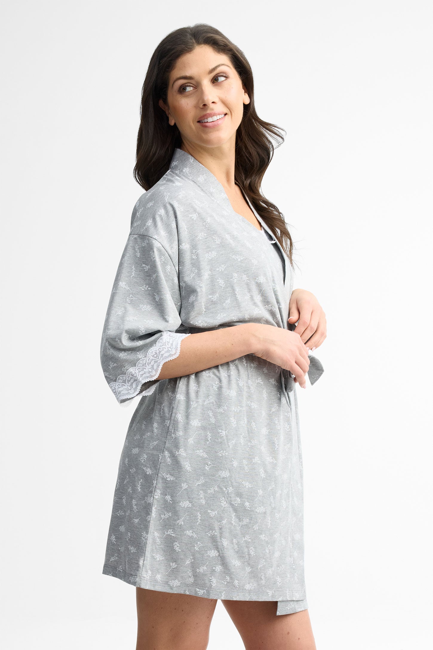 Robe de chambre kimono - Femme && GRIS MIXTE