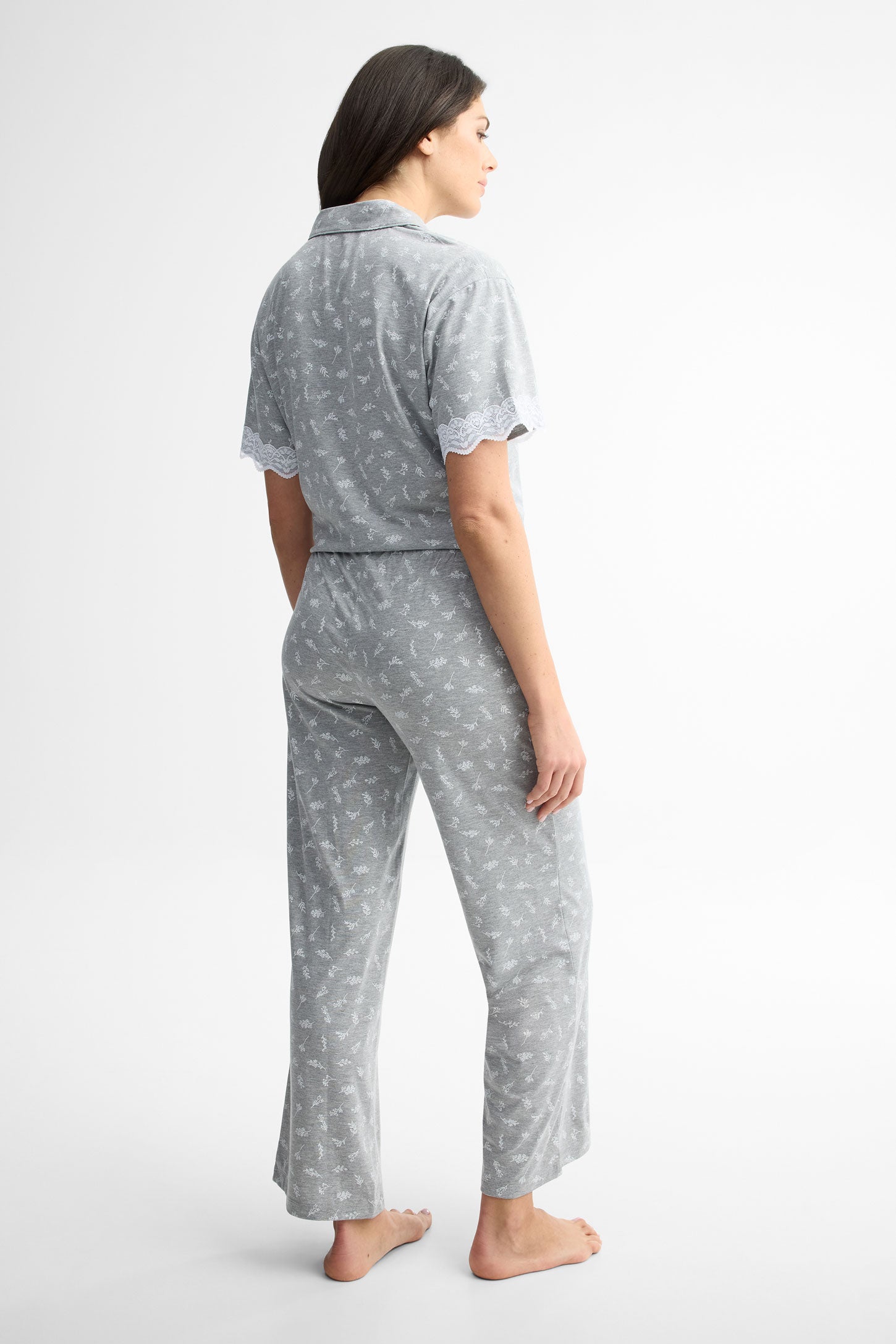 Pantalon pyjama jambe évasée - Femme && GRIS MIXTE