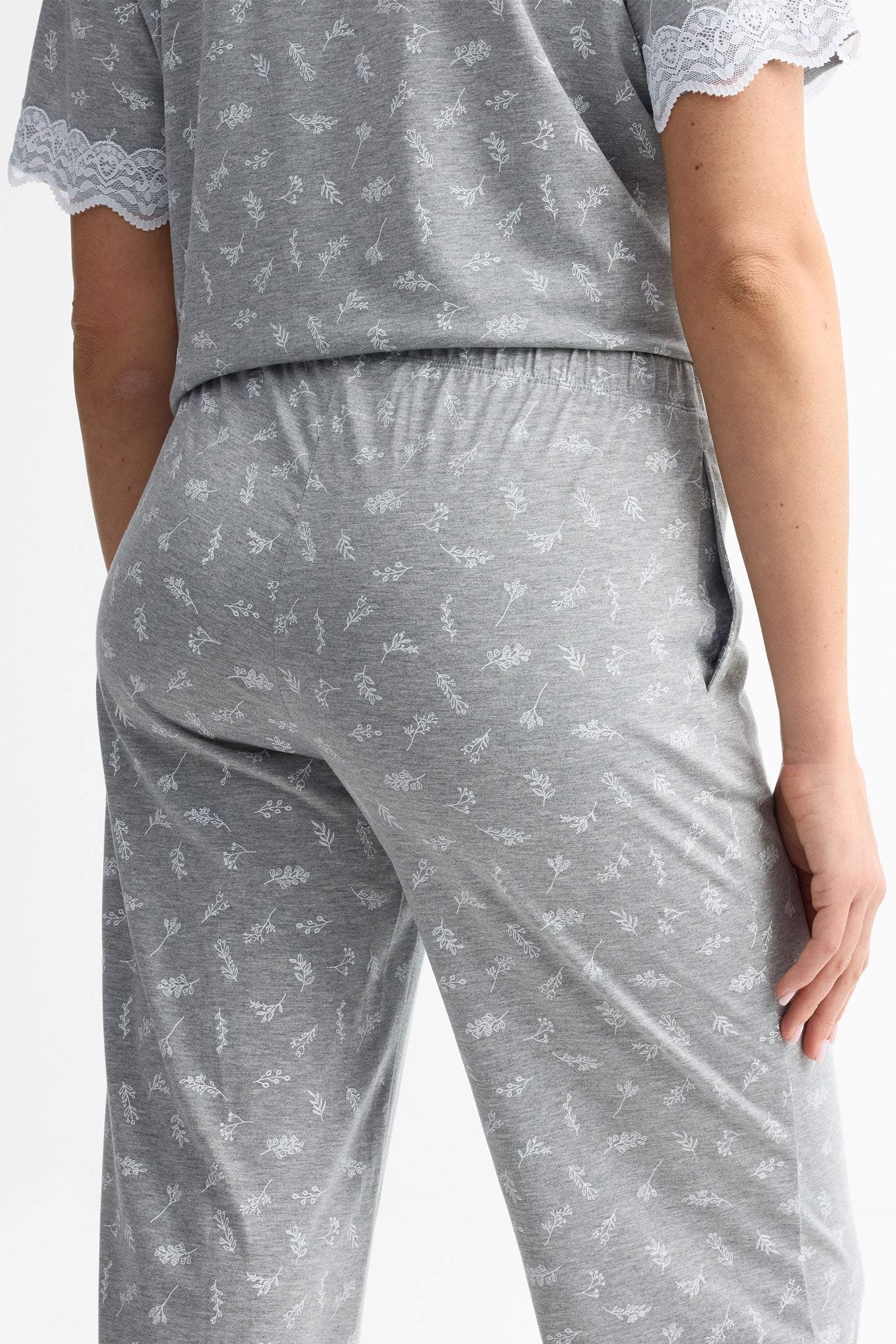 Pantalon pyjama jambe évasée - Femme && GRIS MIXTE