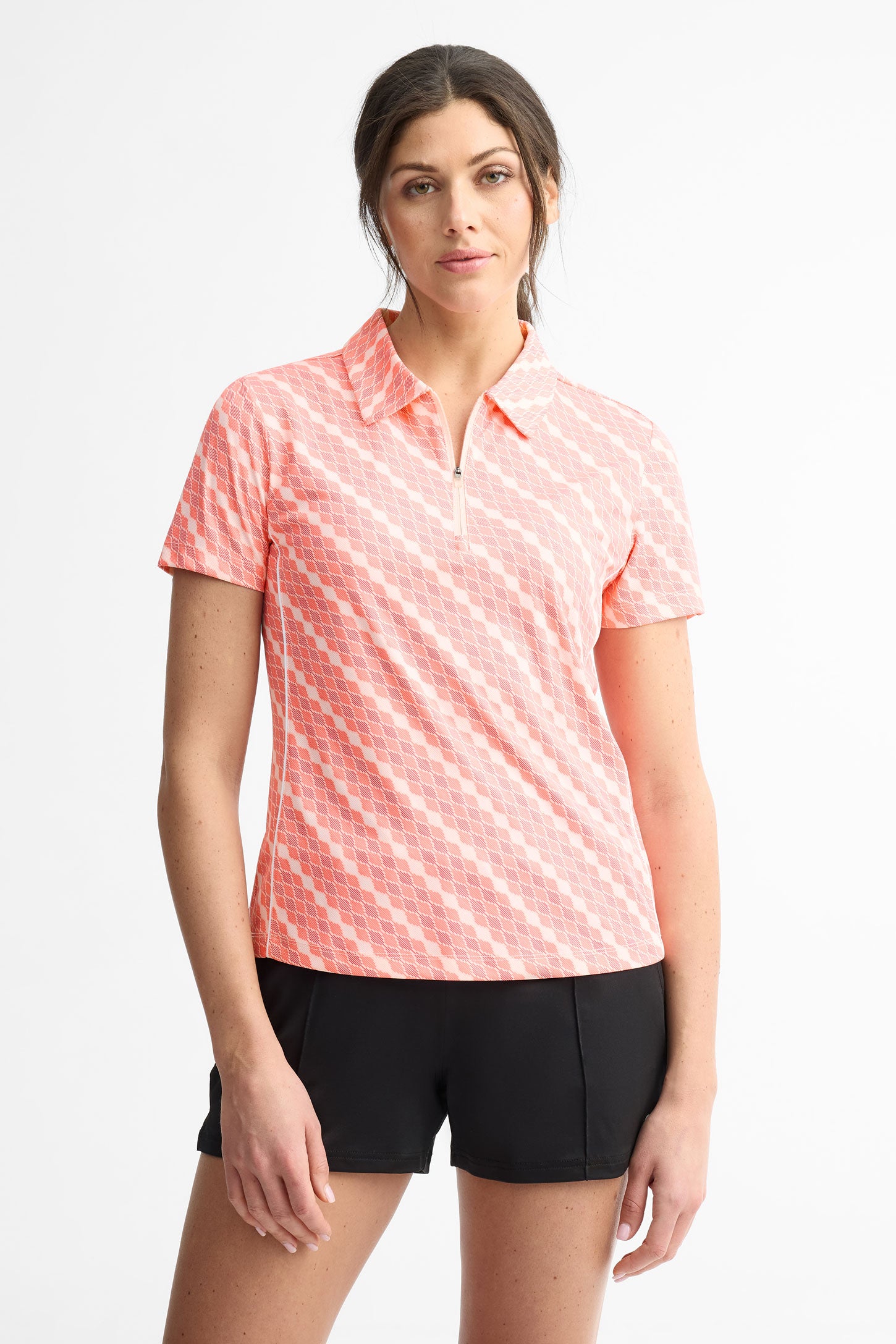 Polo manches courtes - Femme && ROSE MULTI