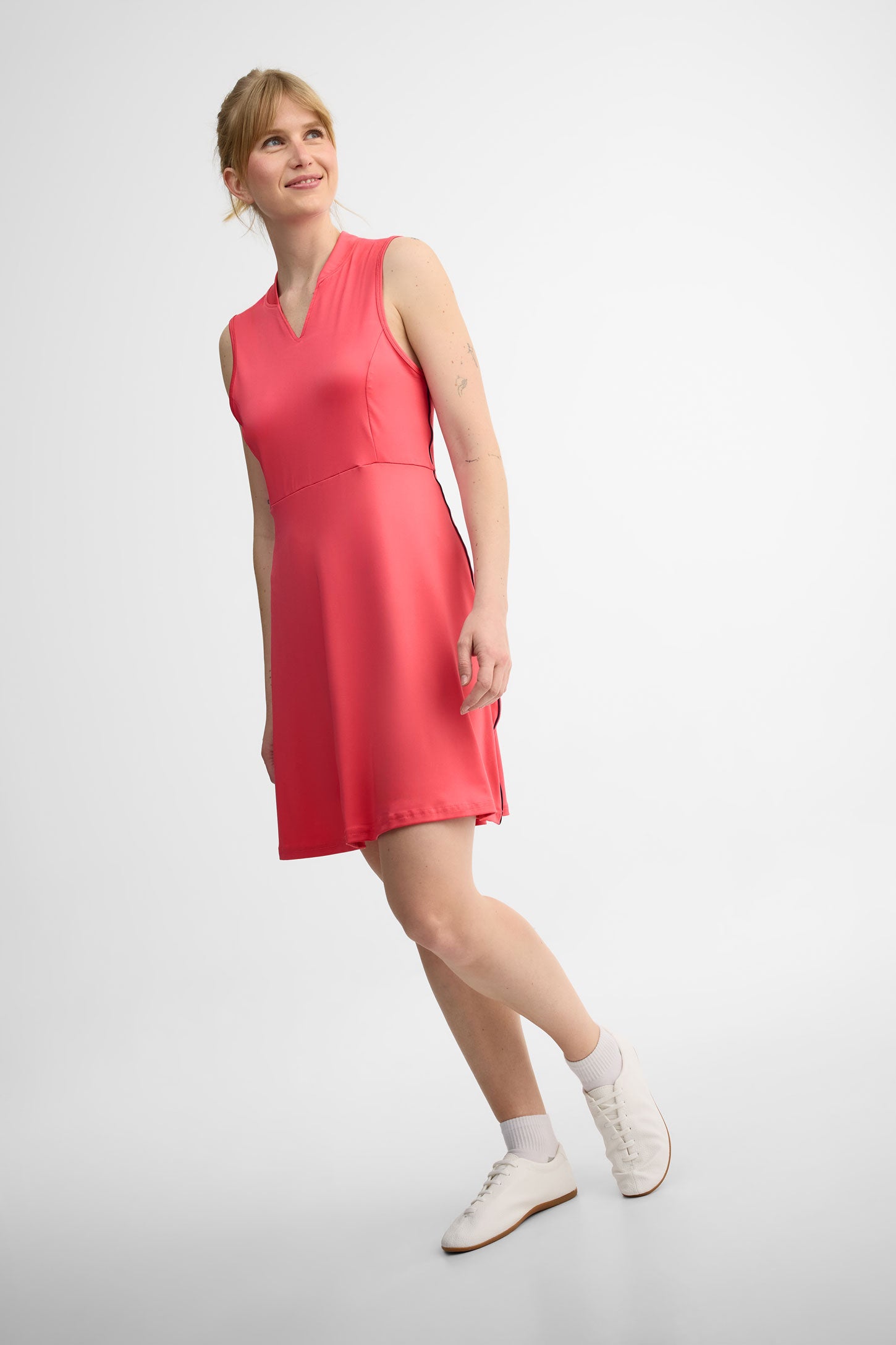 Robe col en V athlétique- Femme && ROSE