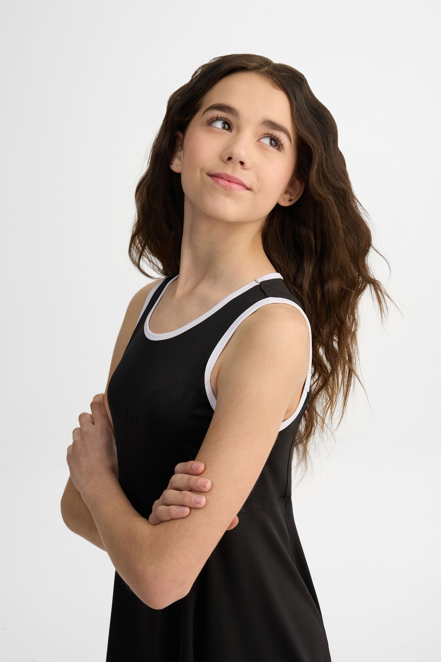 Robe col rond sans manches athlétique - Ado fille && NOIR