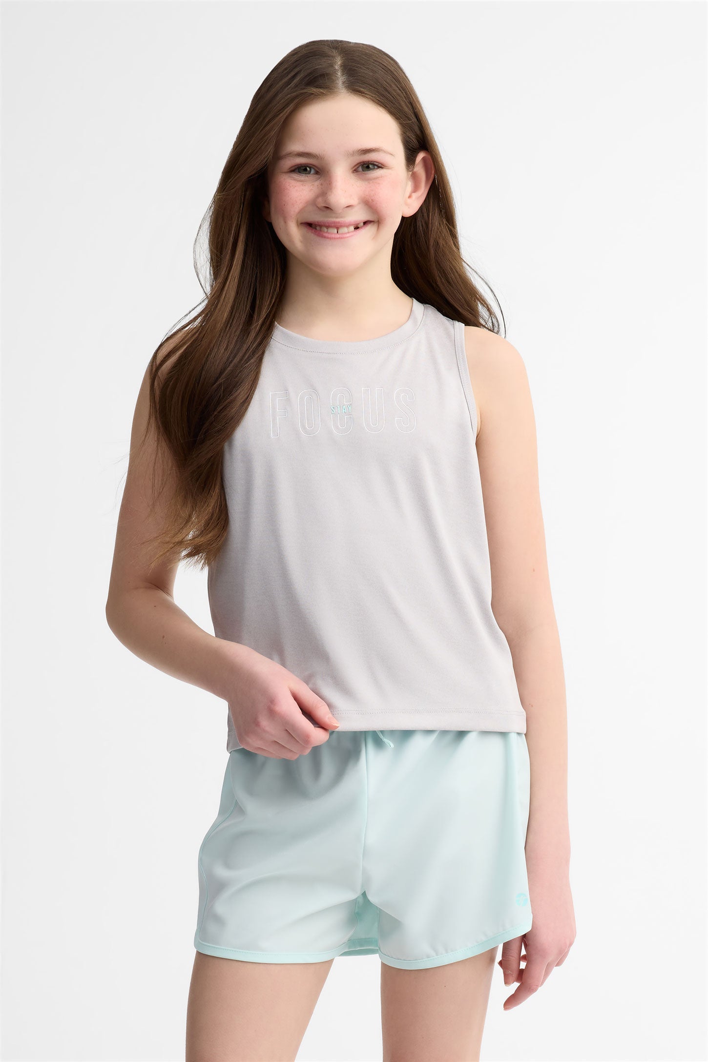 Camisole muscle Tank athlétique - Ado fille && GRIS MIXTE