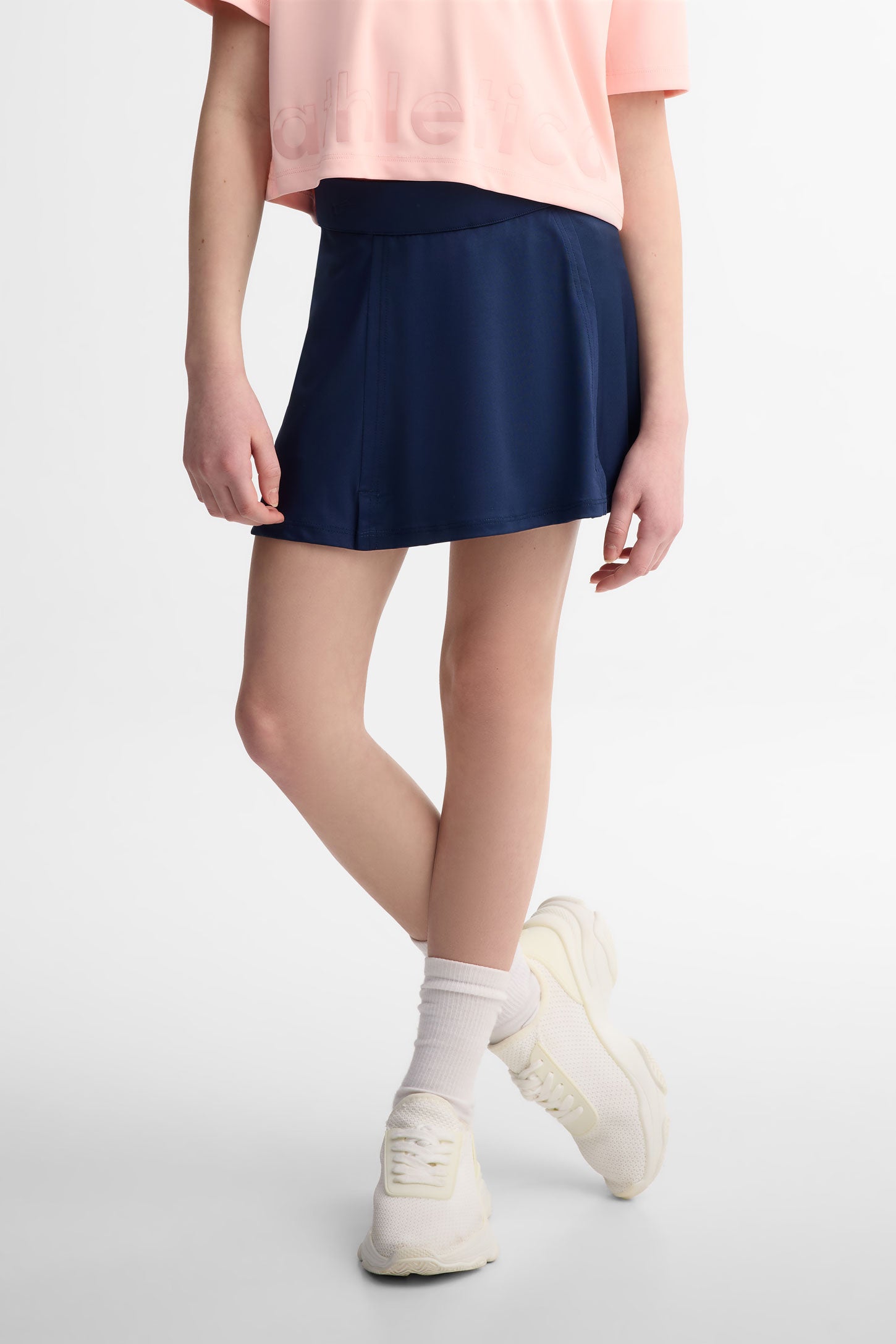 Jupe-short taille haute athlétique - Ado fille && BLEU MARINE
