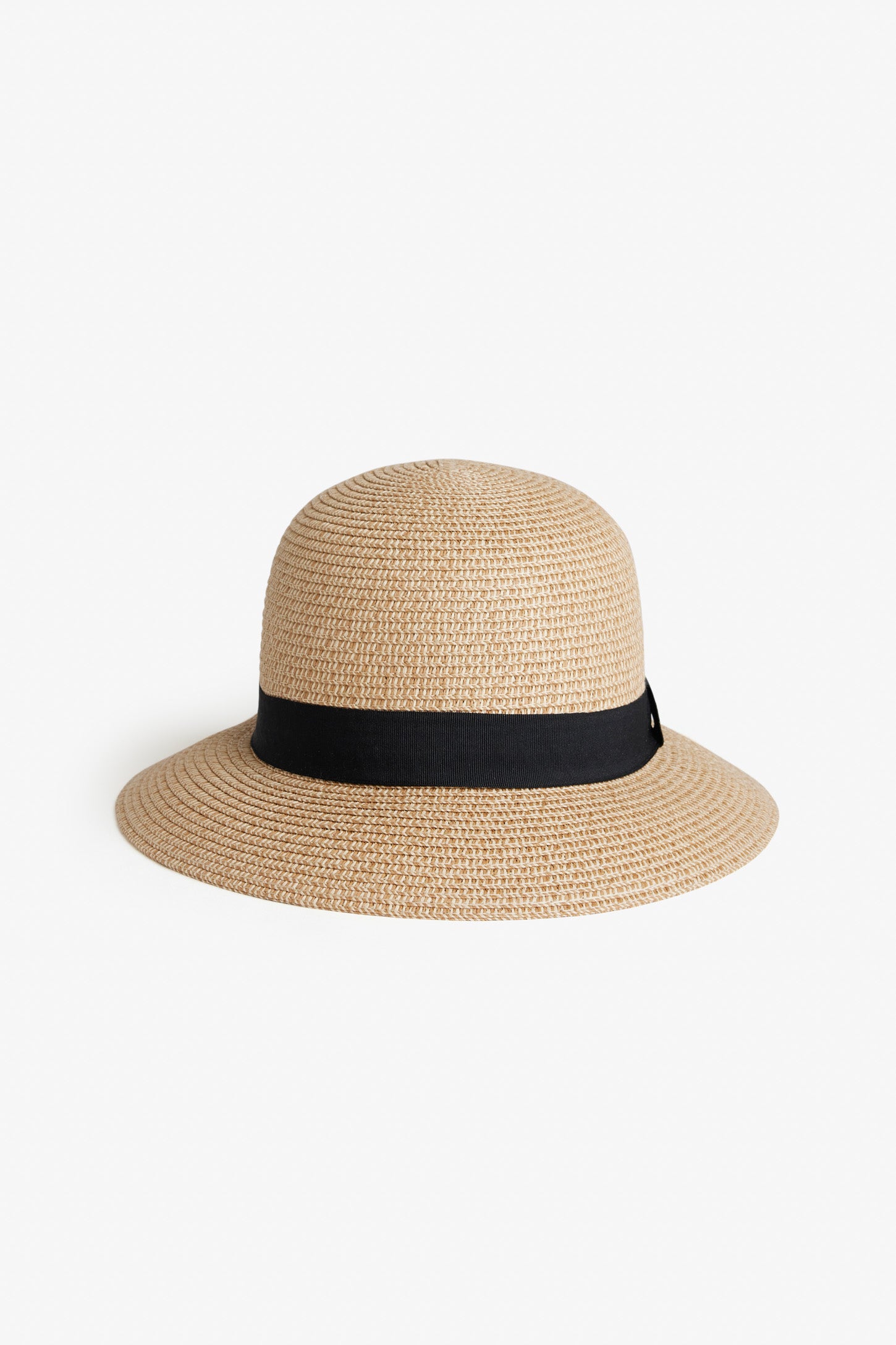 Chapeau de paille uni avec ruban - Ado fille && BEIGE