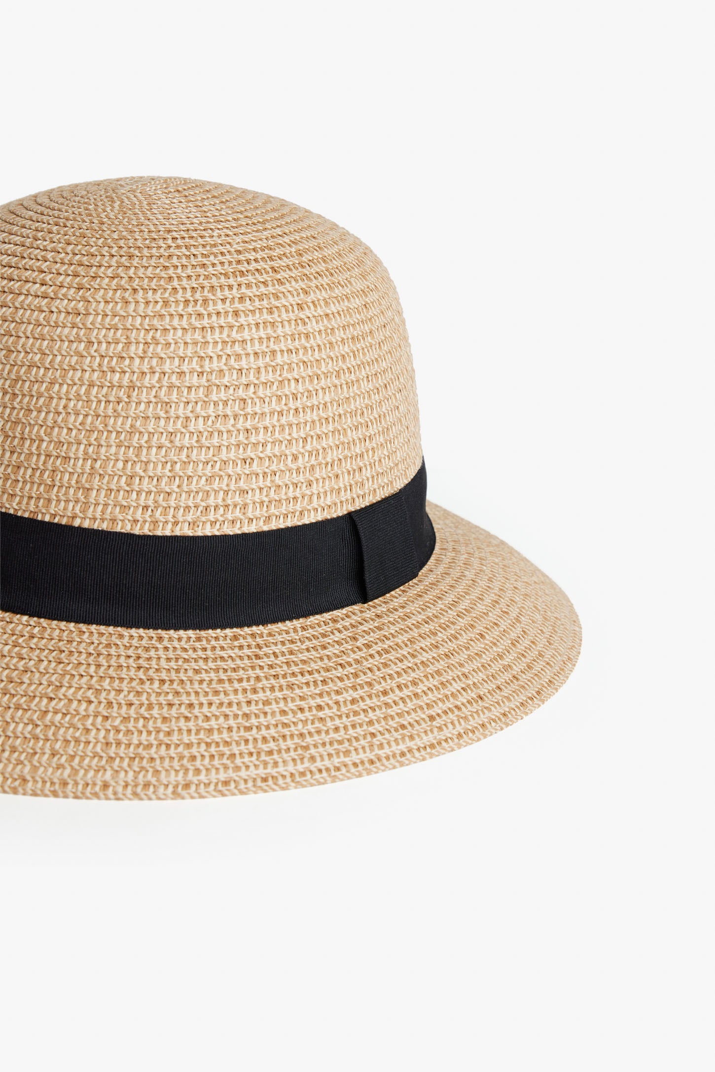 Chapeau de paille uni avec ruban - Ado fille && BEIGE