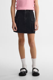 Jort ''skater'' en jeans - Ado fille && NOIR