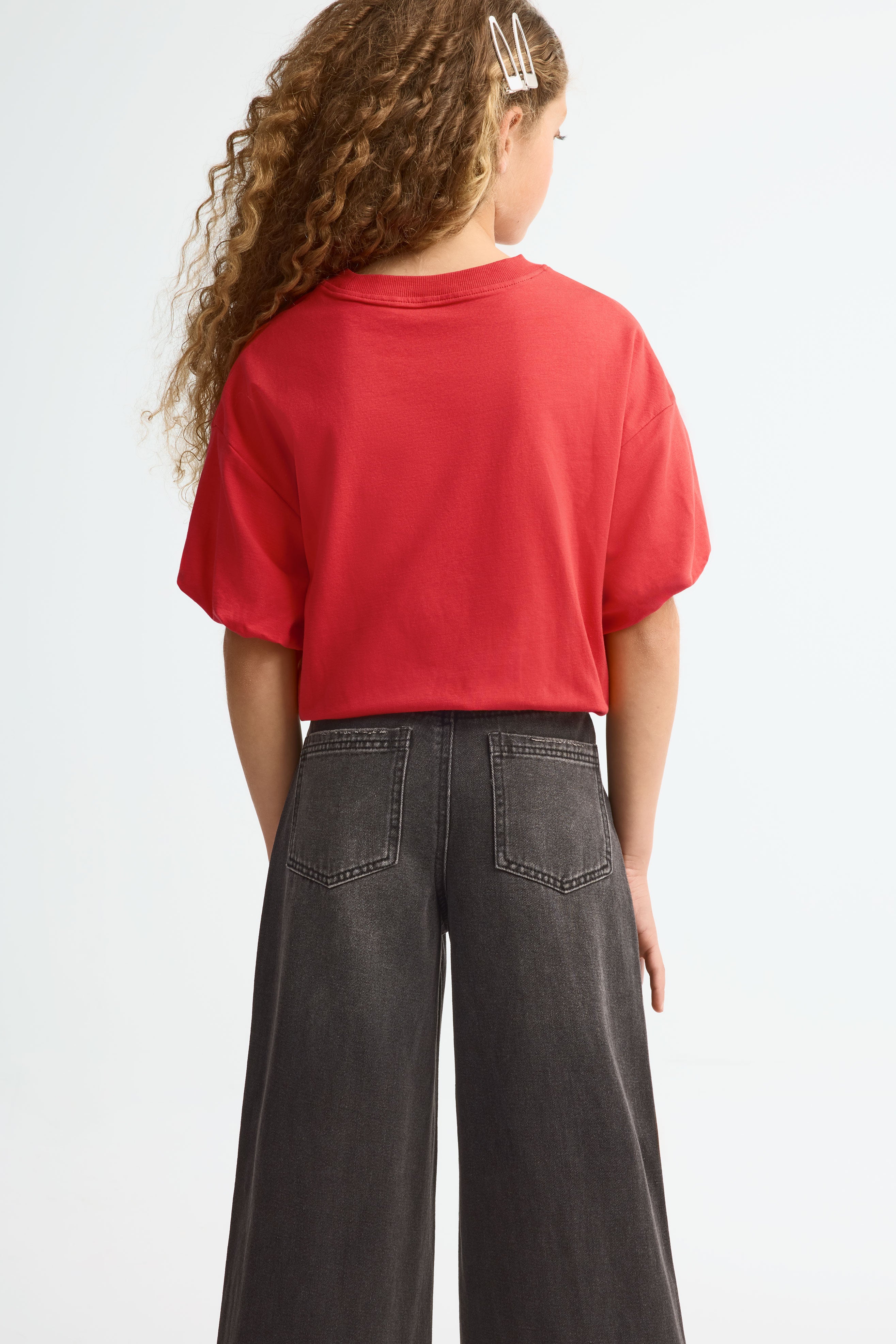 Jeans jambe large - Ado fille && NOIR