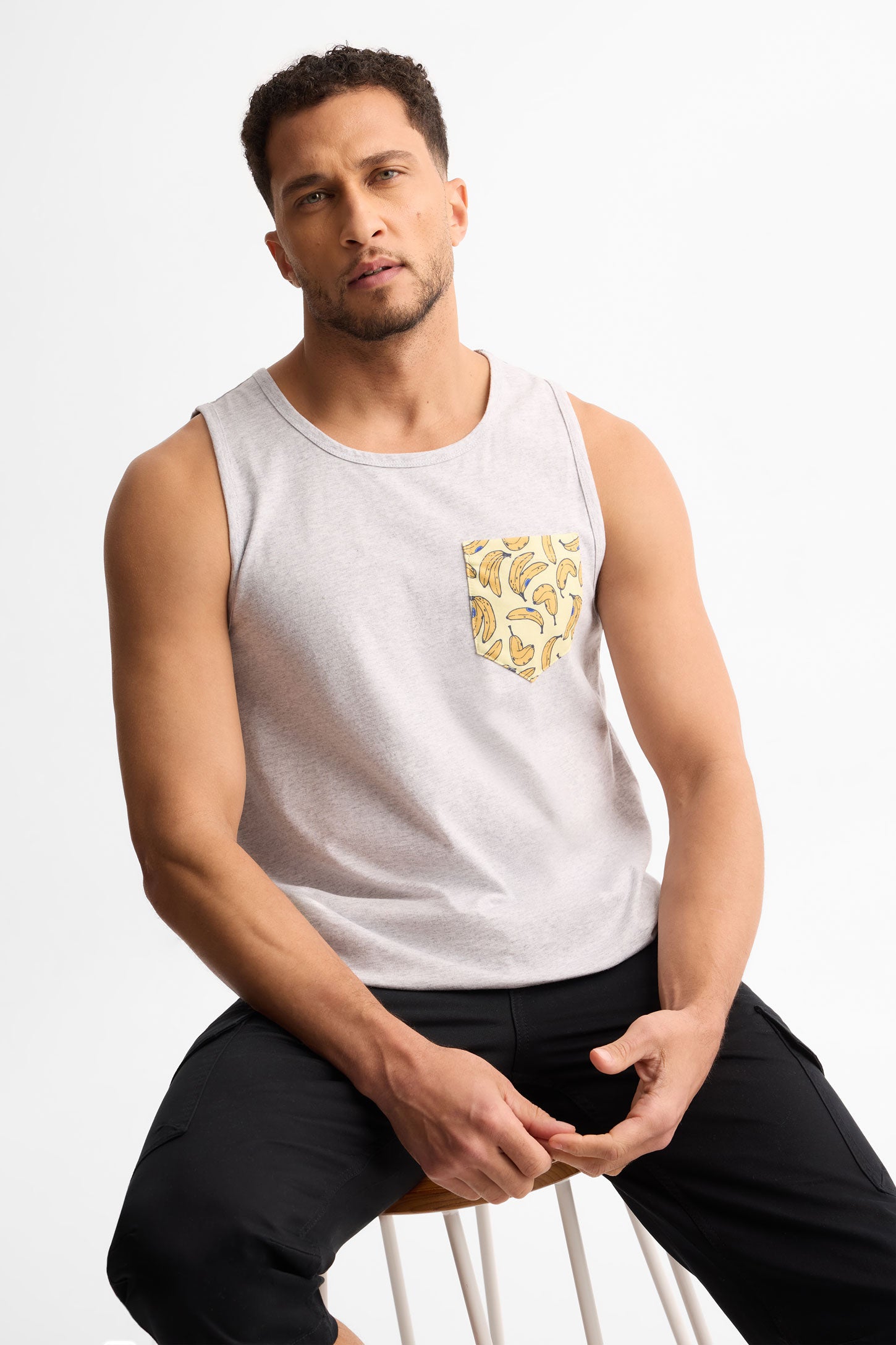 Camisole col rond coton, 2/30$ - Homme && GRIS PALE