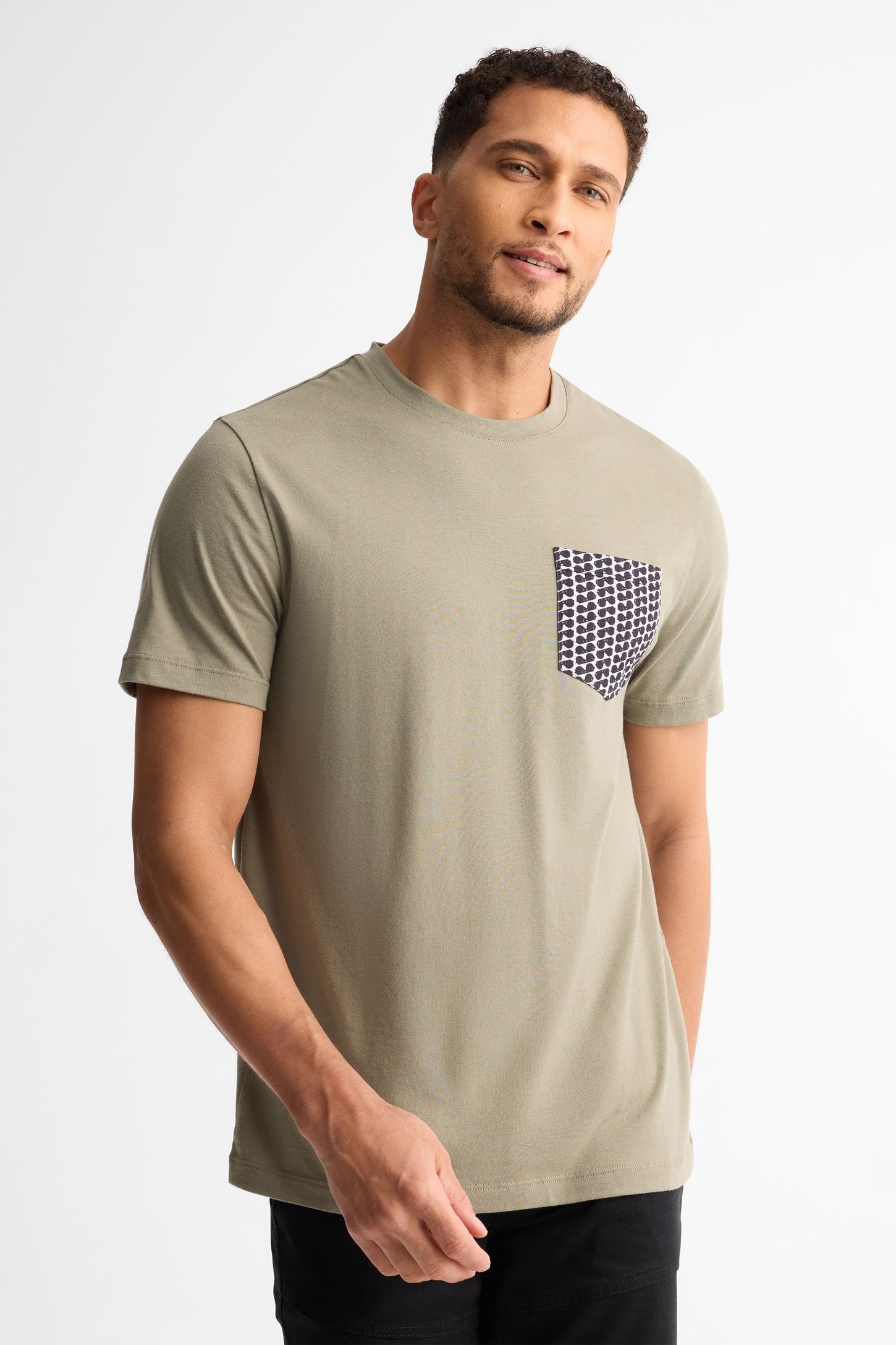 T-shirt col rond coton, 2/30$ - Homme && KAKI