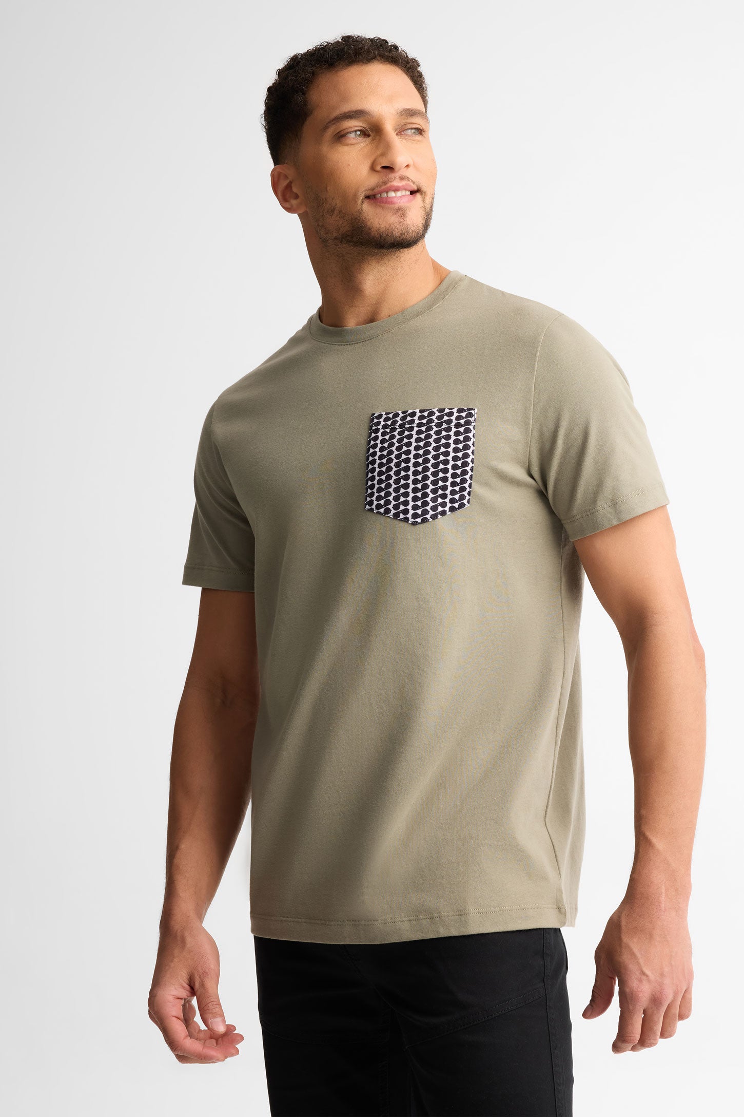 T-shirt col rond coton, 2/30$ - Homme && KAKI