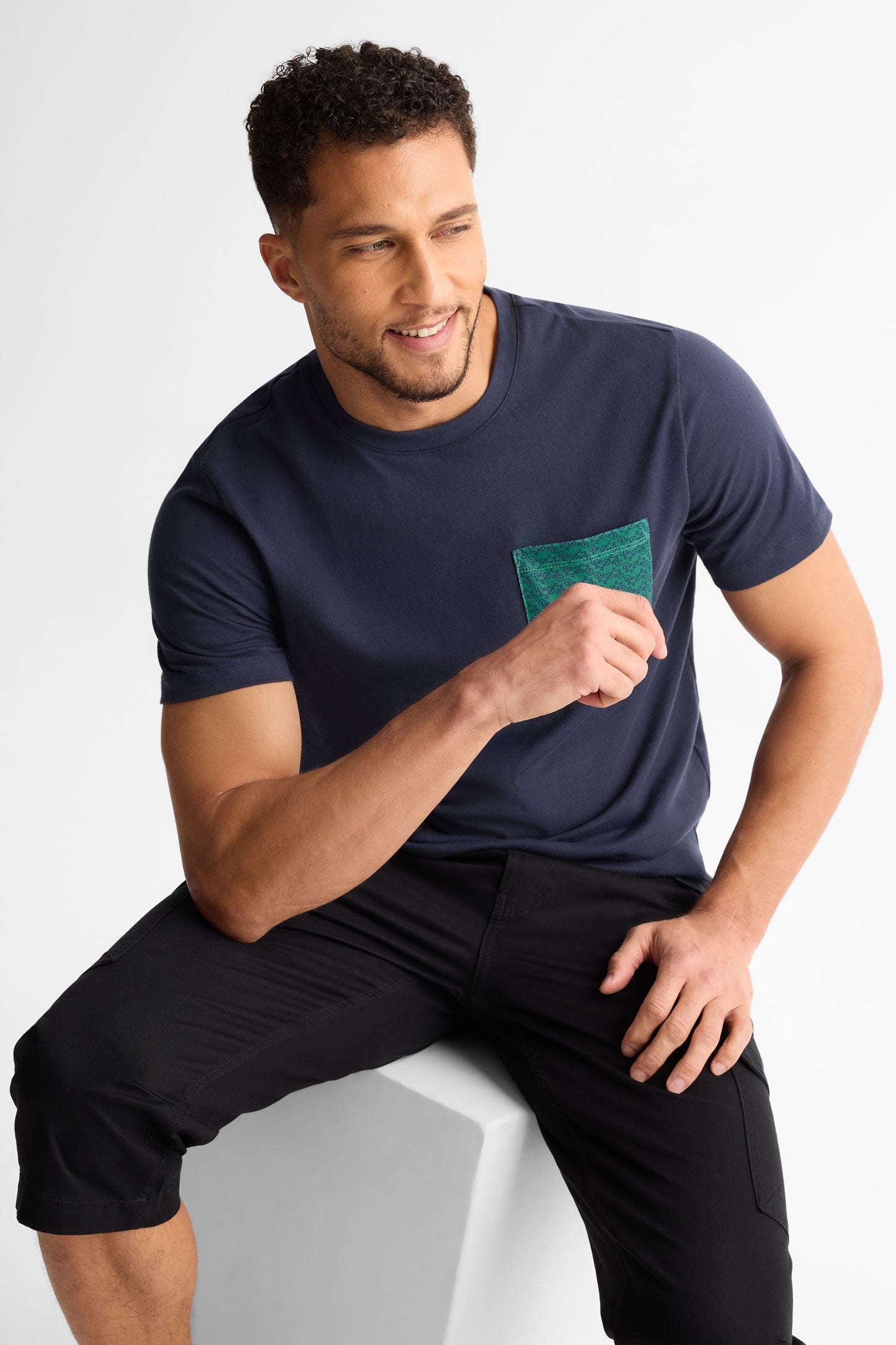 T-shirt col rond coton, 2/30$ - Homme && MARIN