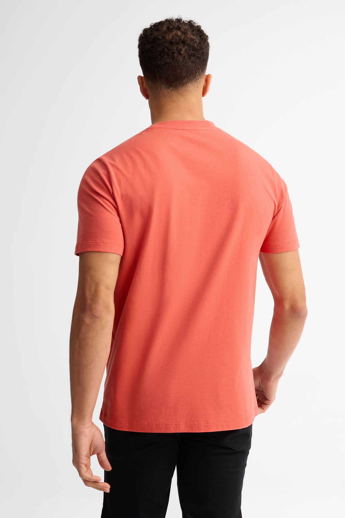T-shirt col rond coton, 2/30$ - Homme && ROUGE