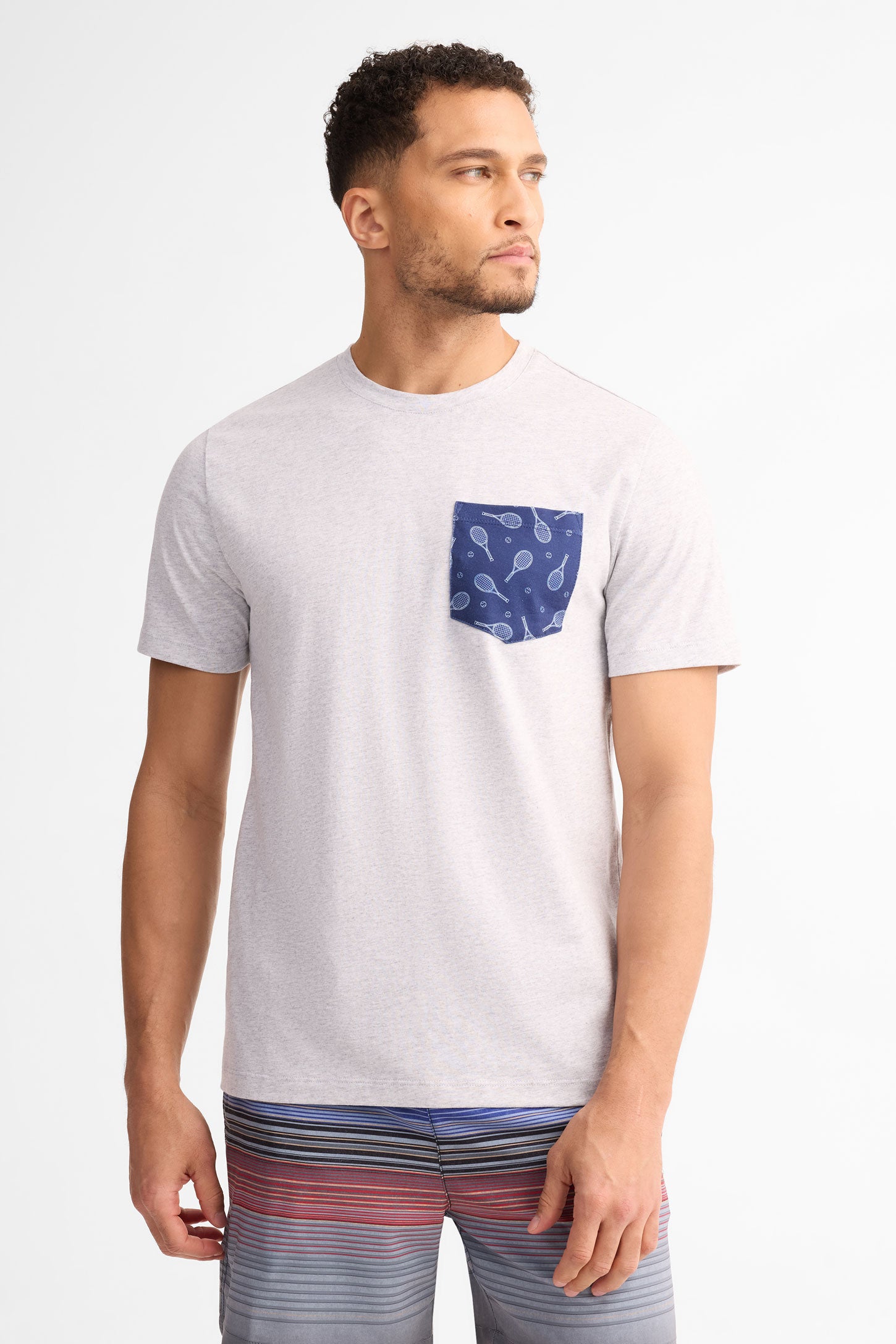 T-shirt col rond coton, 2/30$ - Homme && GRIS PALE