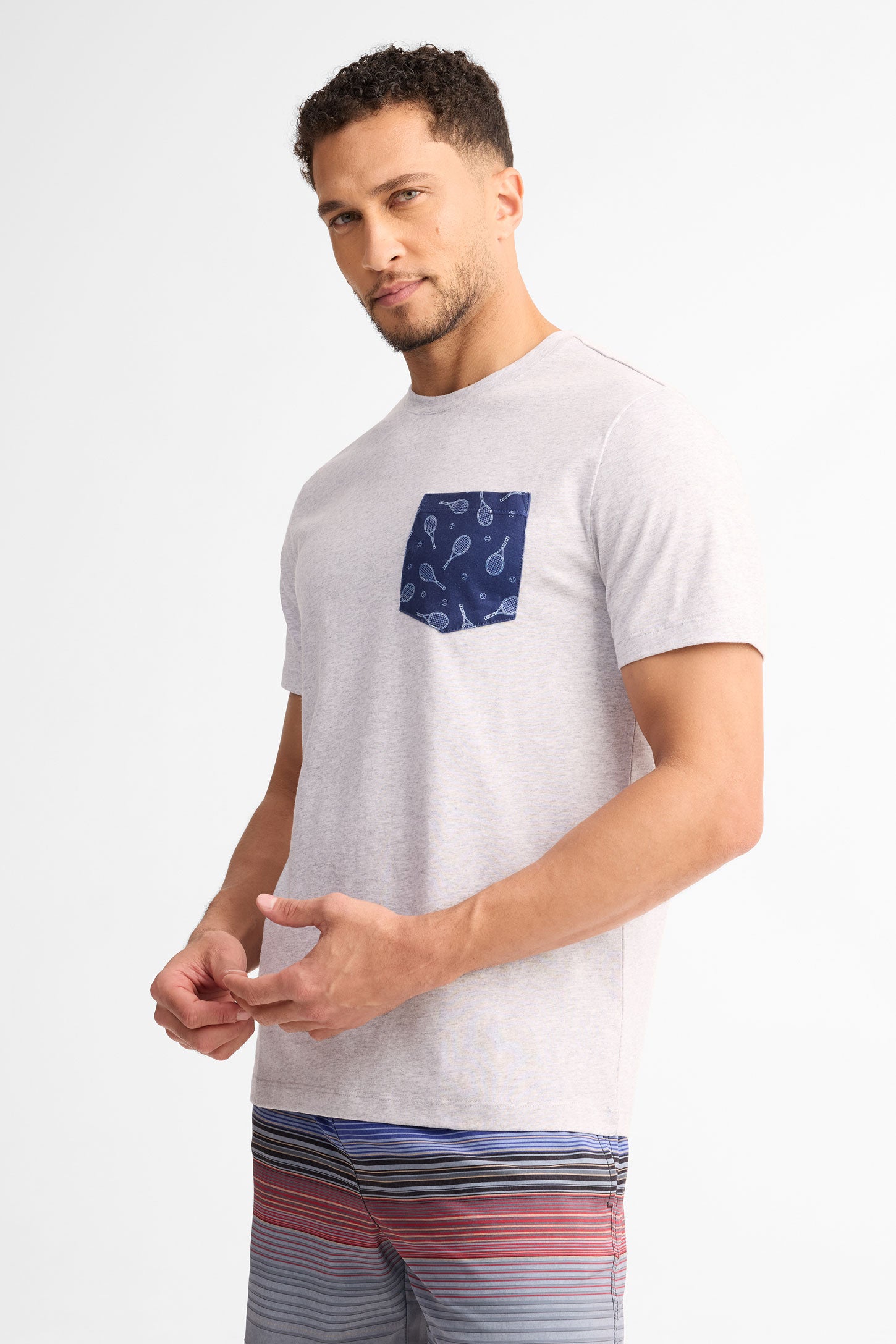 T-shirt col rond coton, 2/30$ - Homme && GRIS PALE