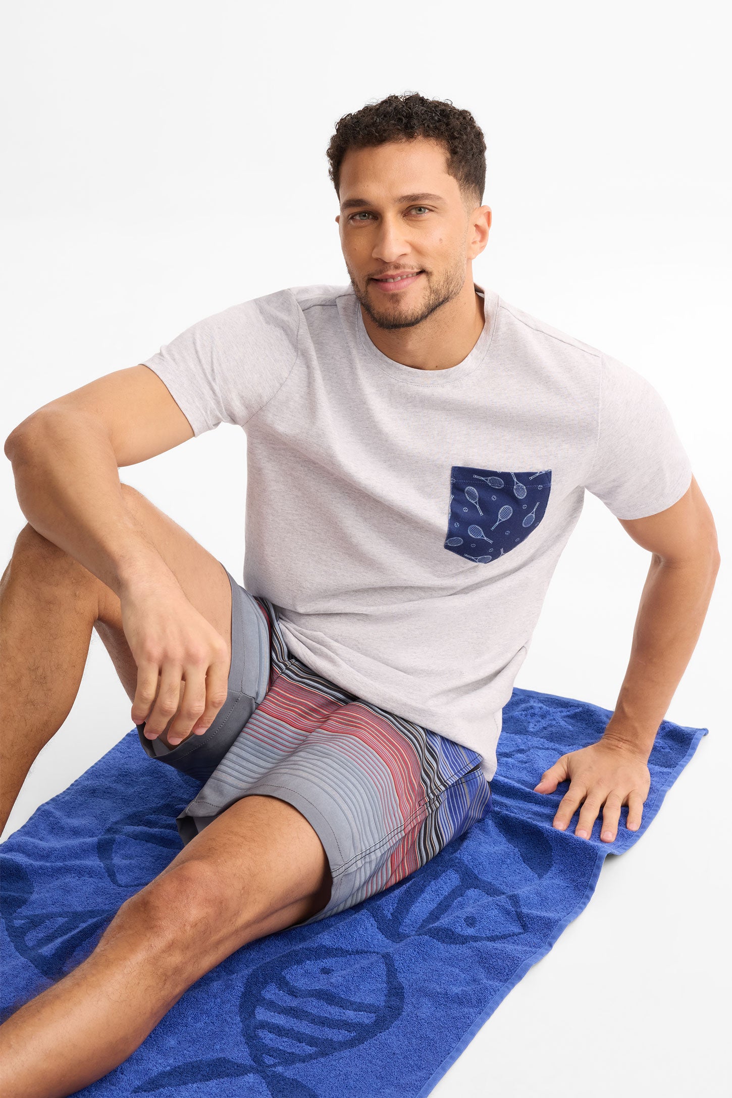 T-shirt col rond coton, 2/30$ - Homme && GRIS PALE