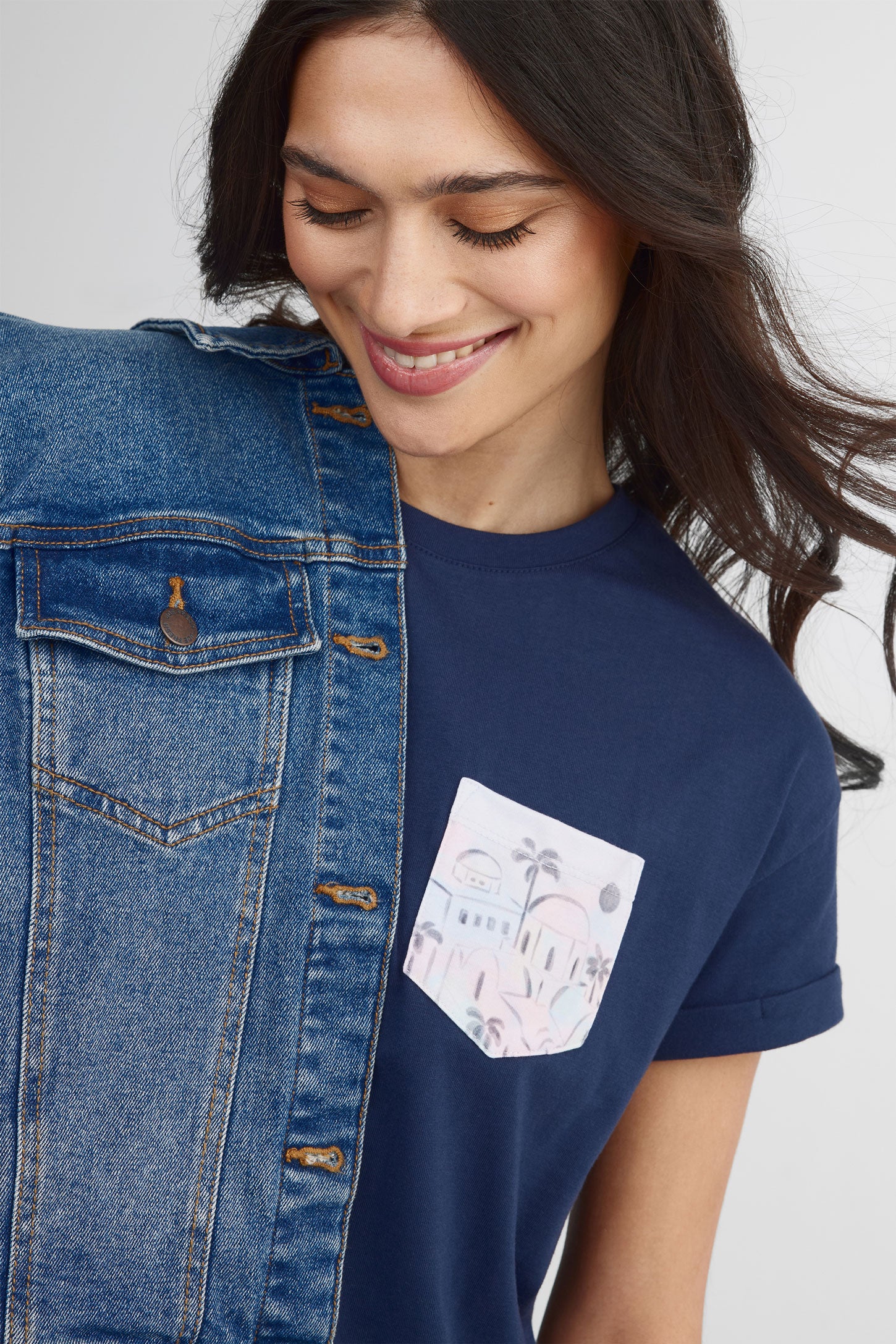 Robe t-shirt col rond coton - Femme && BLEU MARINE