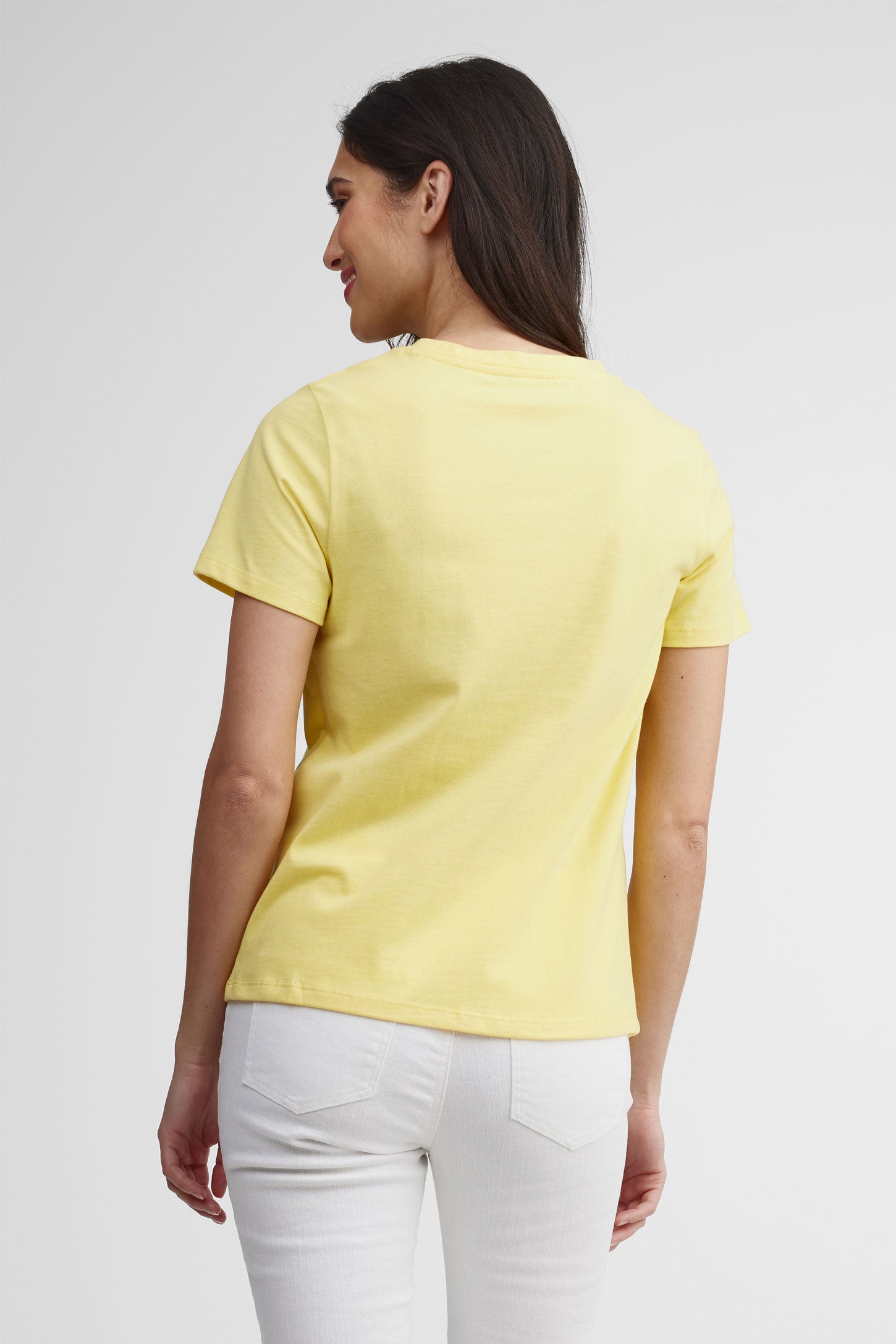 T-shirt à poche coton, 2/30$ - Femme && JAUNE