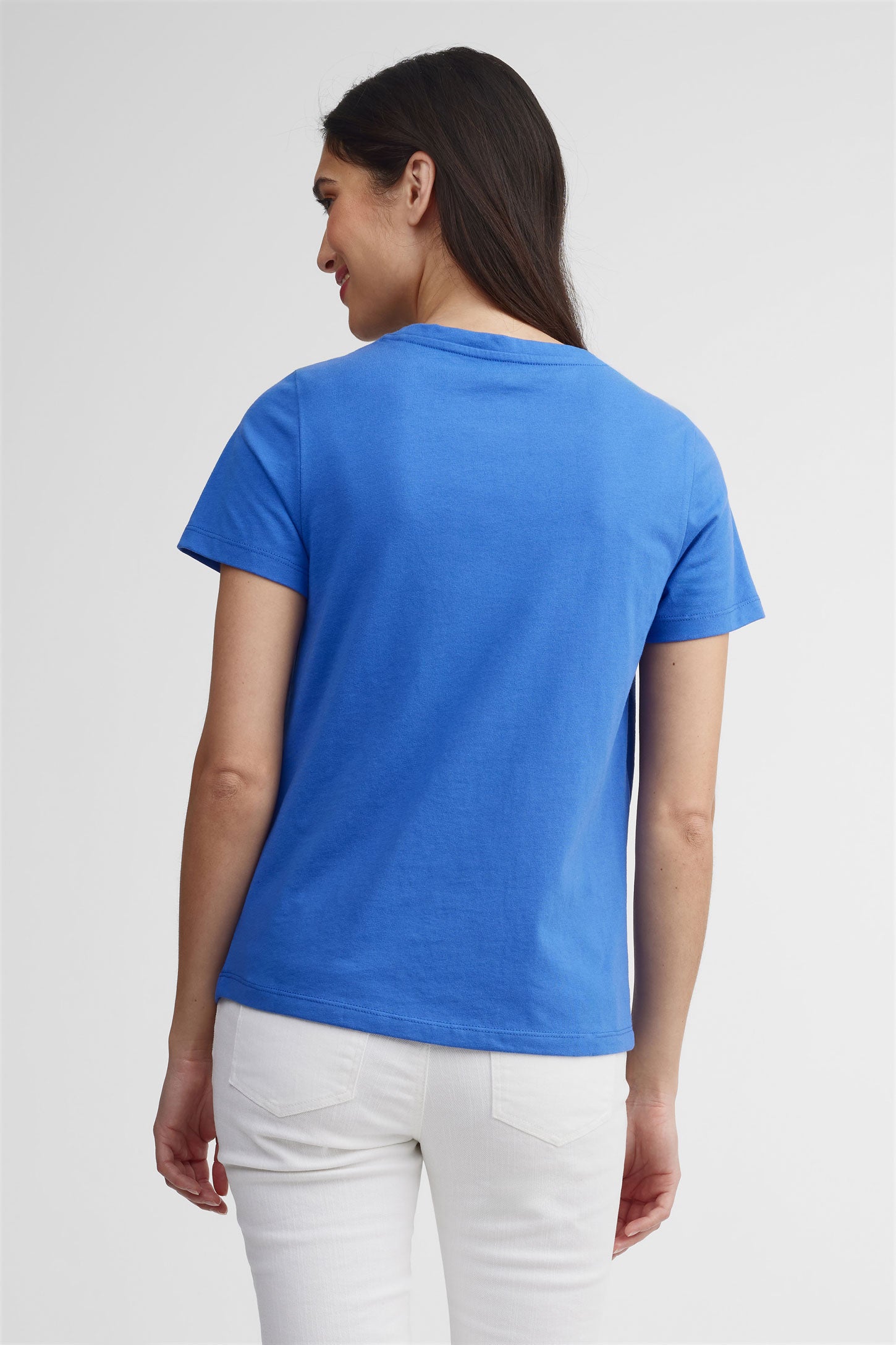 T-shirt à poche coton, 2/30$ - Femme && BLEU
