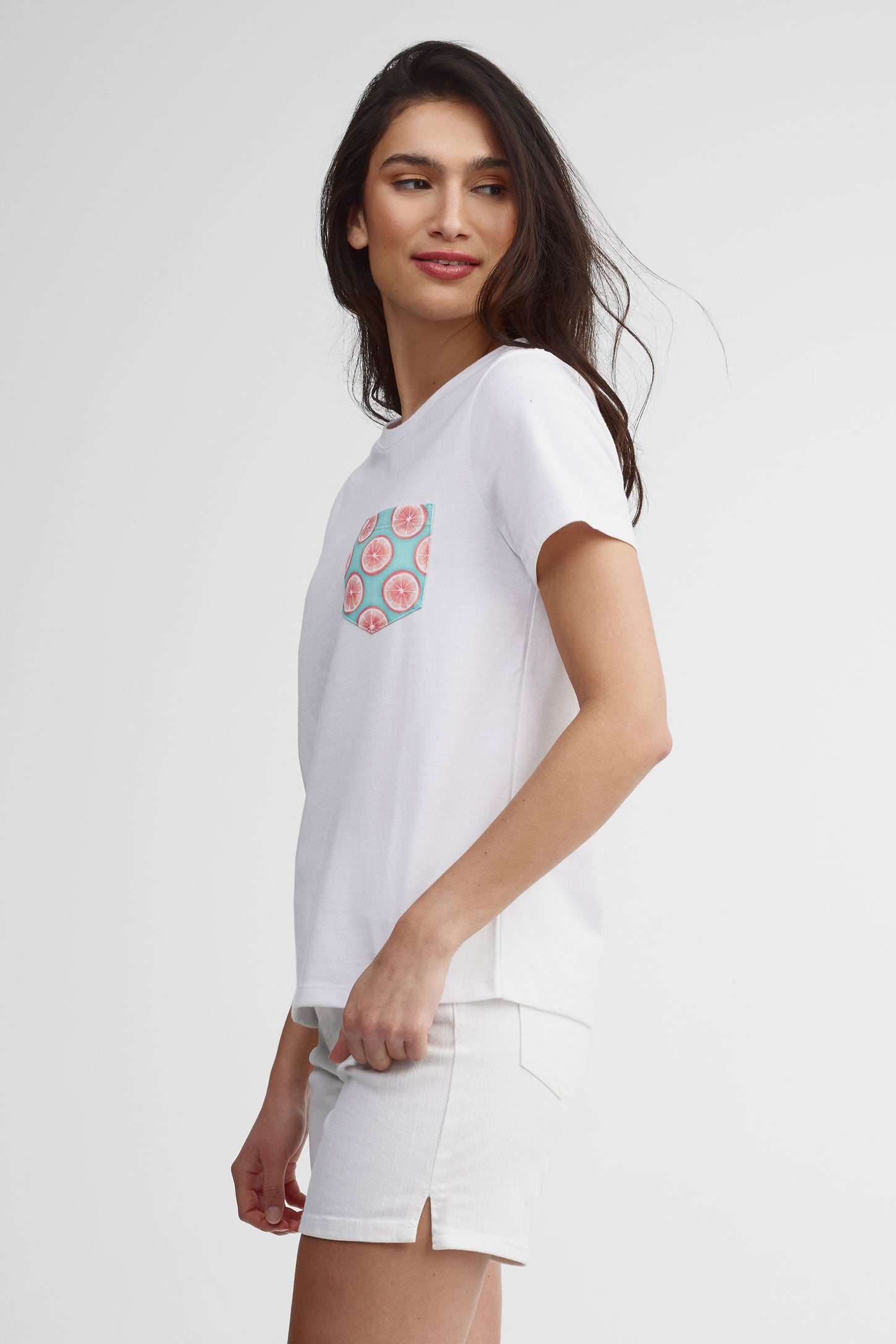 T-shirt à poche coton, 2/30$ - Femme && BLANC