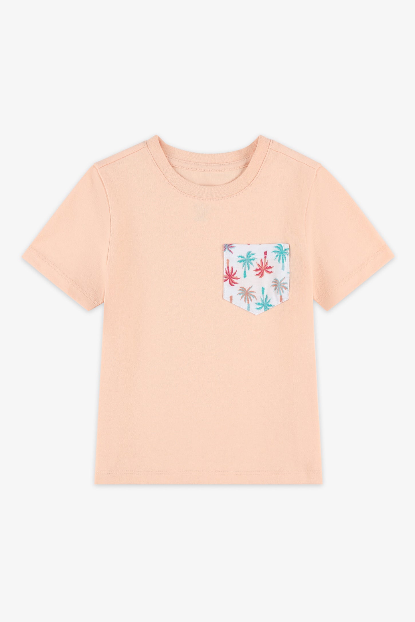 T-shirt col rond à poche, 2/20$ - Enfant fille && ORANGE