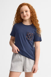 T-shirt col rond coton, 2/25$ - Ado fille && BLEU MARINE