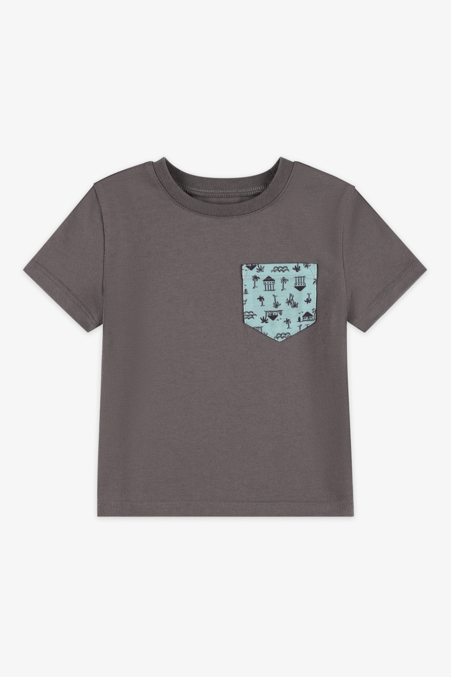 T-shirt à poche coton, 2T-3T, 2/15$ - Bébé garçon && GRIS FONCE