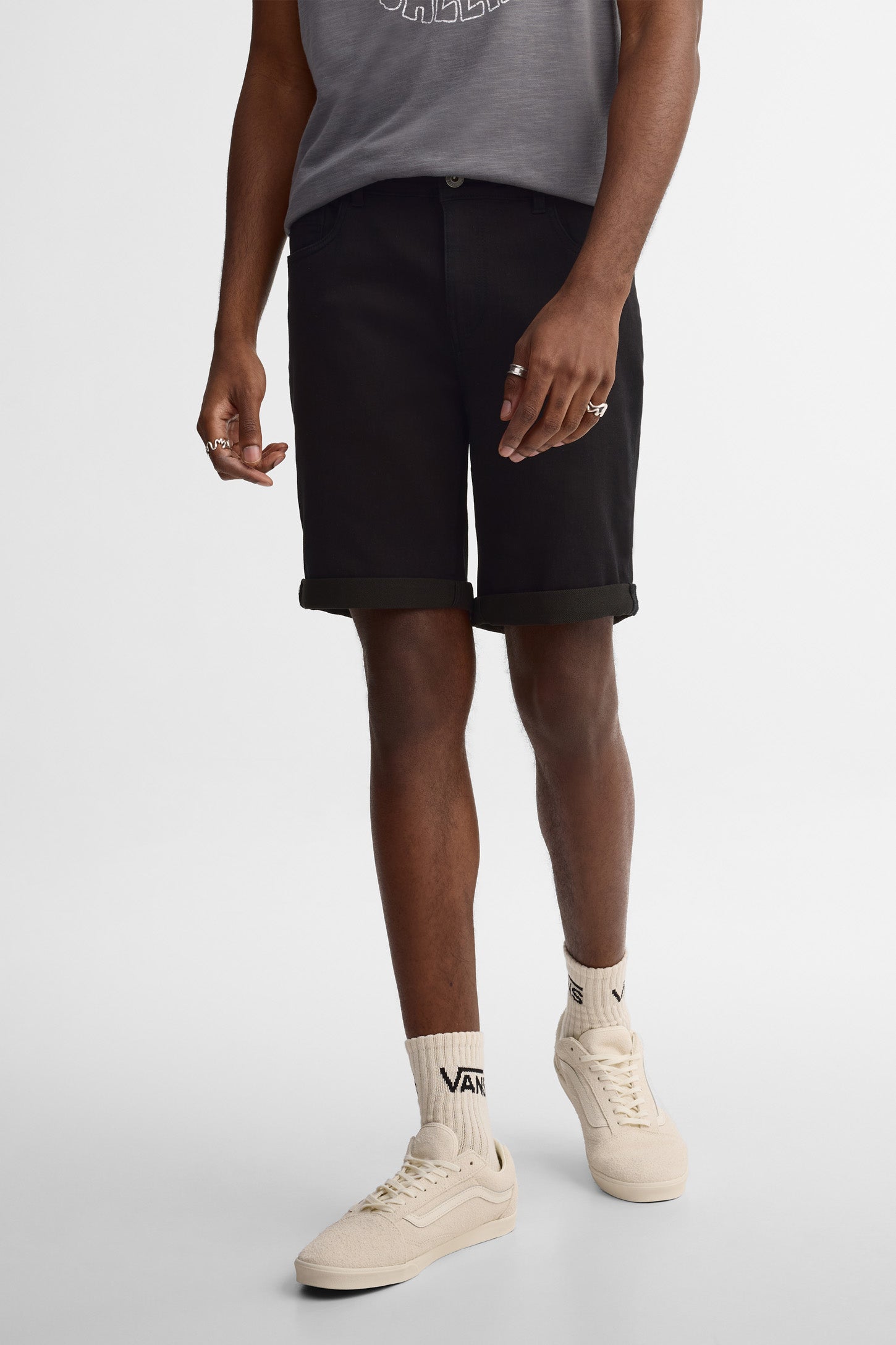 Short en jeans - Homme && DENIM NOIR