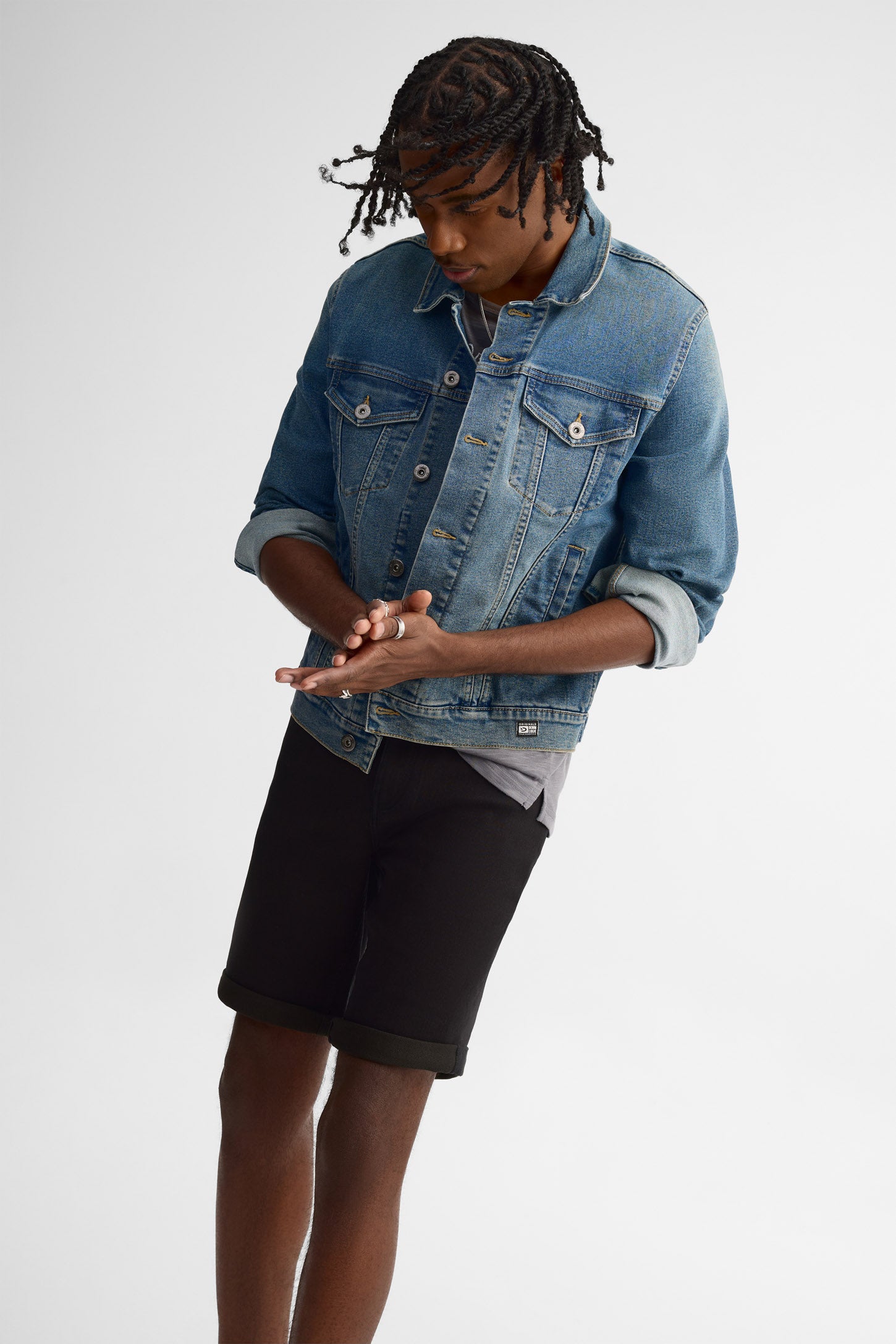 Short en jeans - Homme && DENIM NOIR