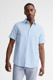 Chemise manches courtes imprimée - Homme && BLEU MULTI