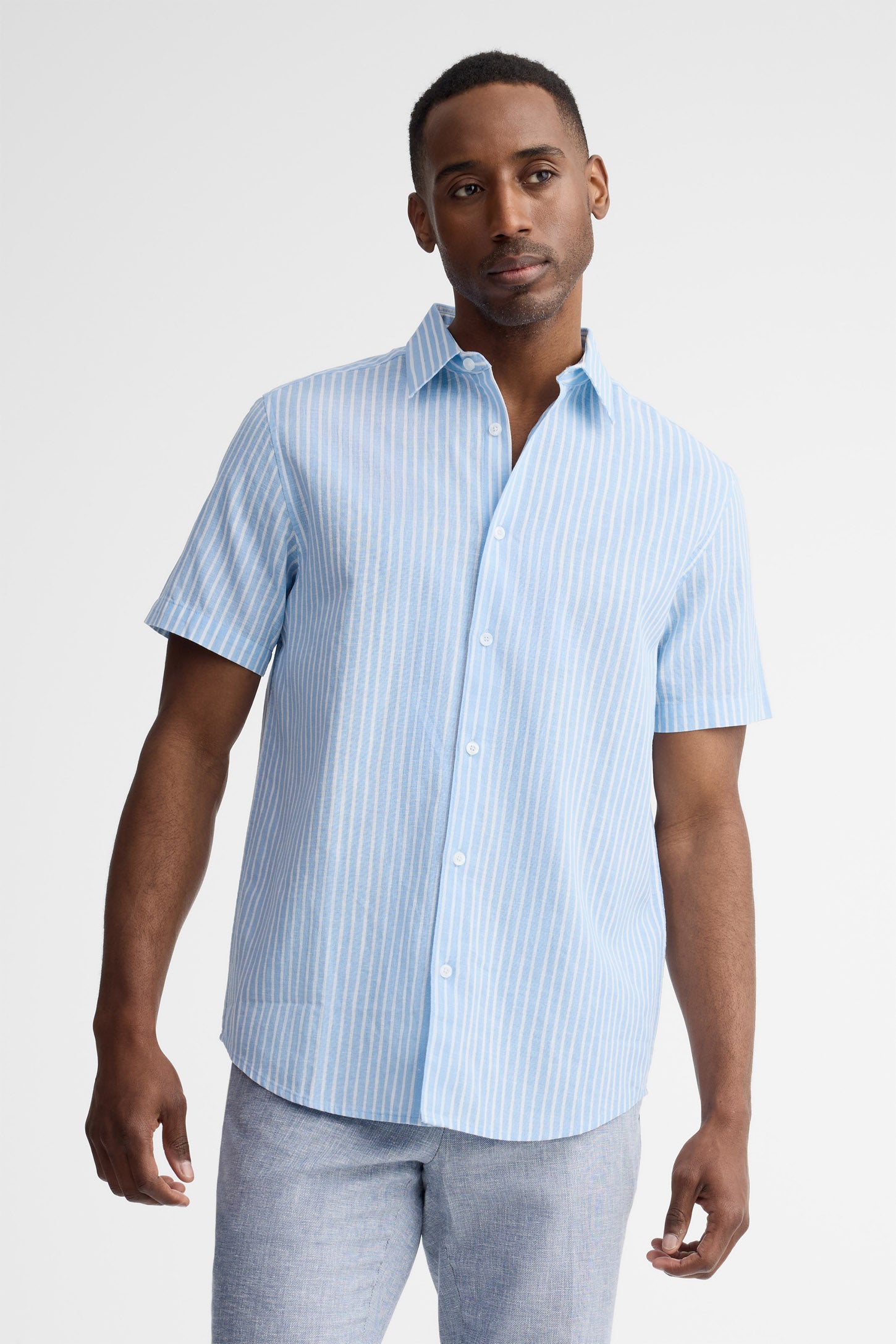 Chemise manches courtes imprimée - Homme && BLEU MULTI