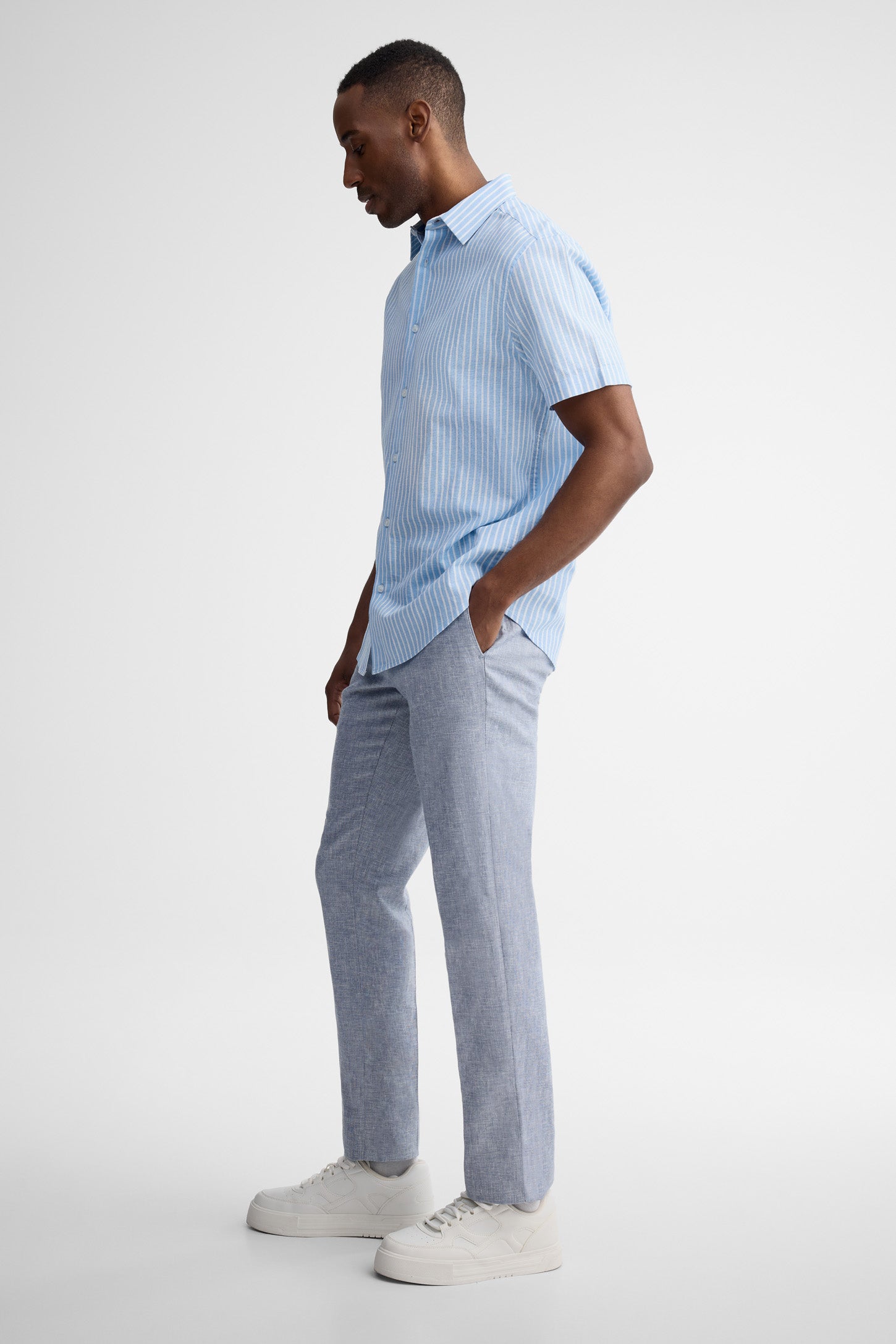 Chemise manches courtes imprimée - Homme && BLEU MULTI