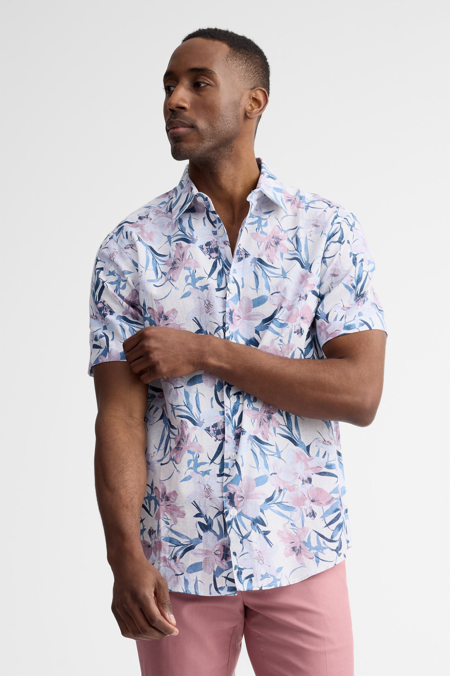 Chemise manches courtes imprimée - Homme && GRIS MULTI