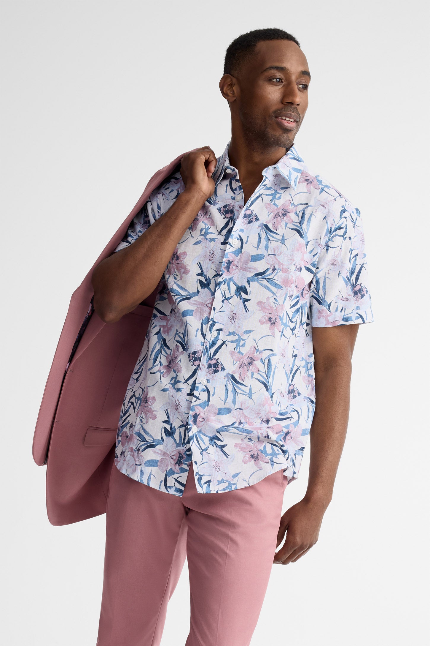 Chemise manches courtes imprimée - Homme && GRIS MULTI