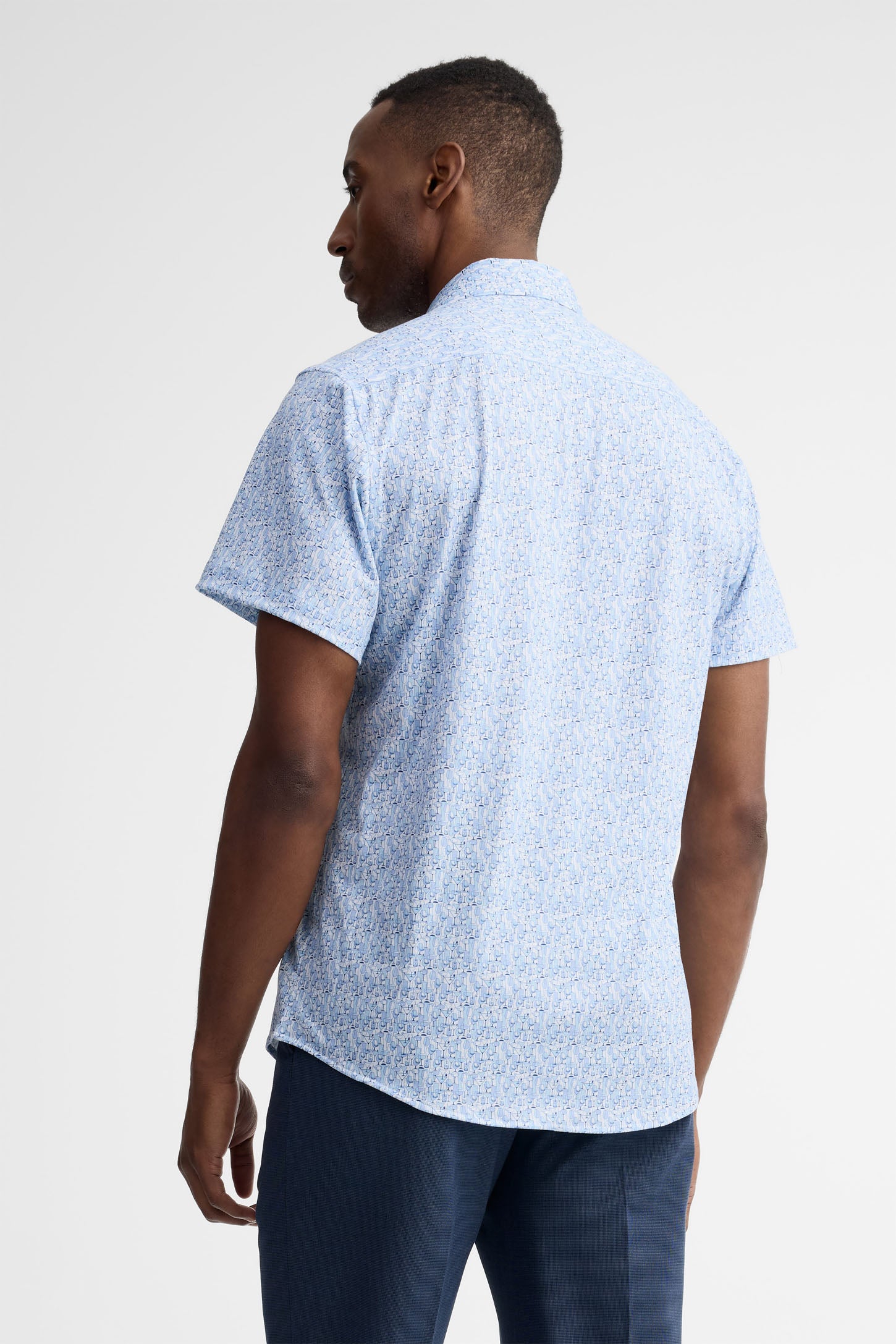 Chemise manches courtes extensible 4 sens - Homme && BLEU MULTI