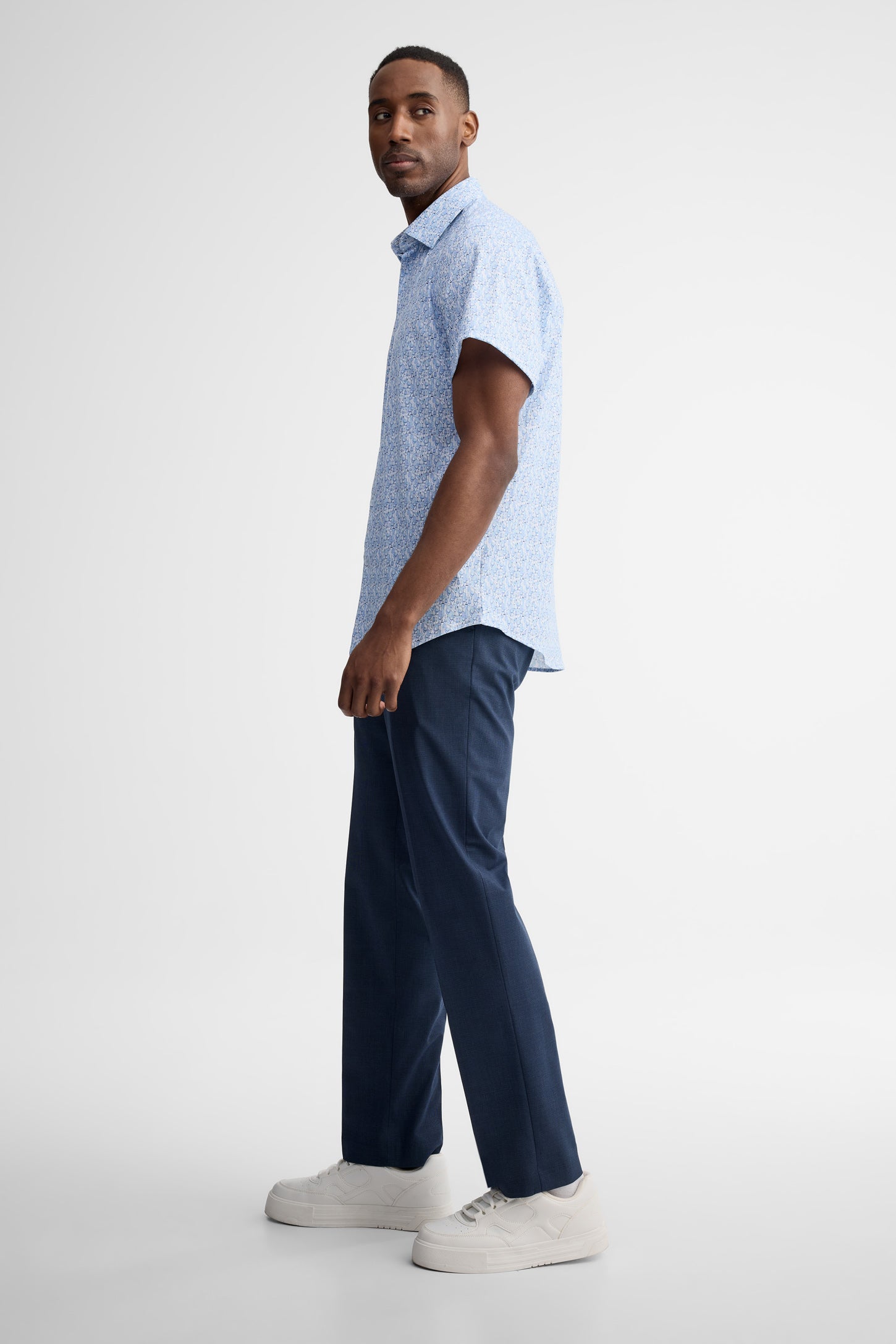 Chemise manches courtes extensible 4 sens - Homme && BLEU MULTI
