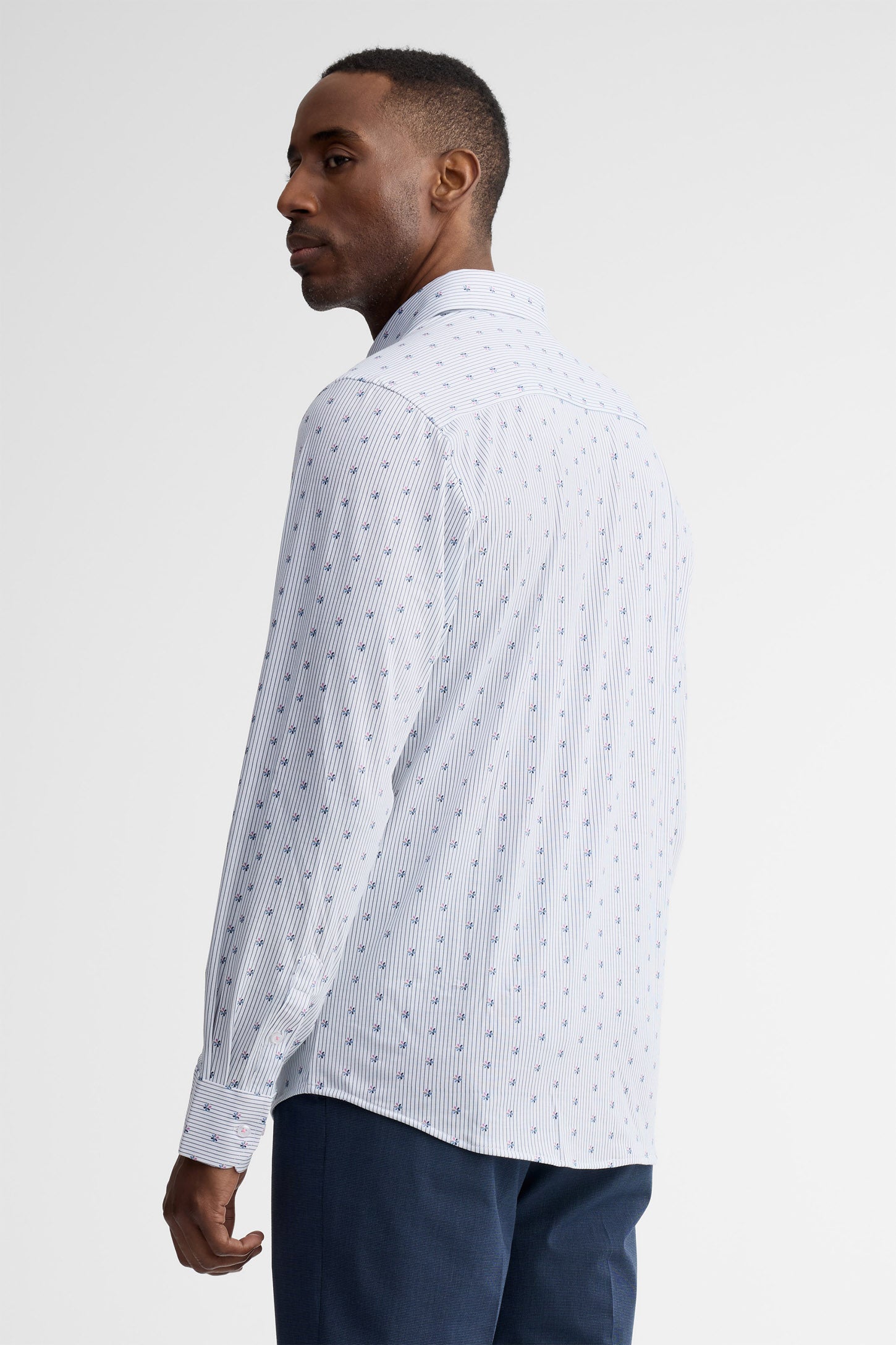 Chemise manches longes coupe ajustée coton - Homme && BLANC MULTI